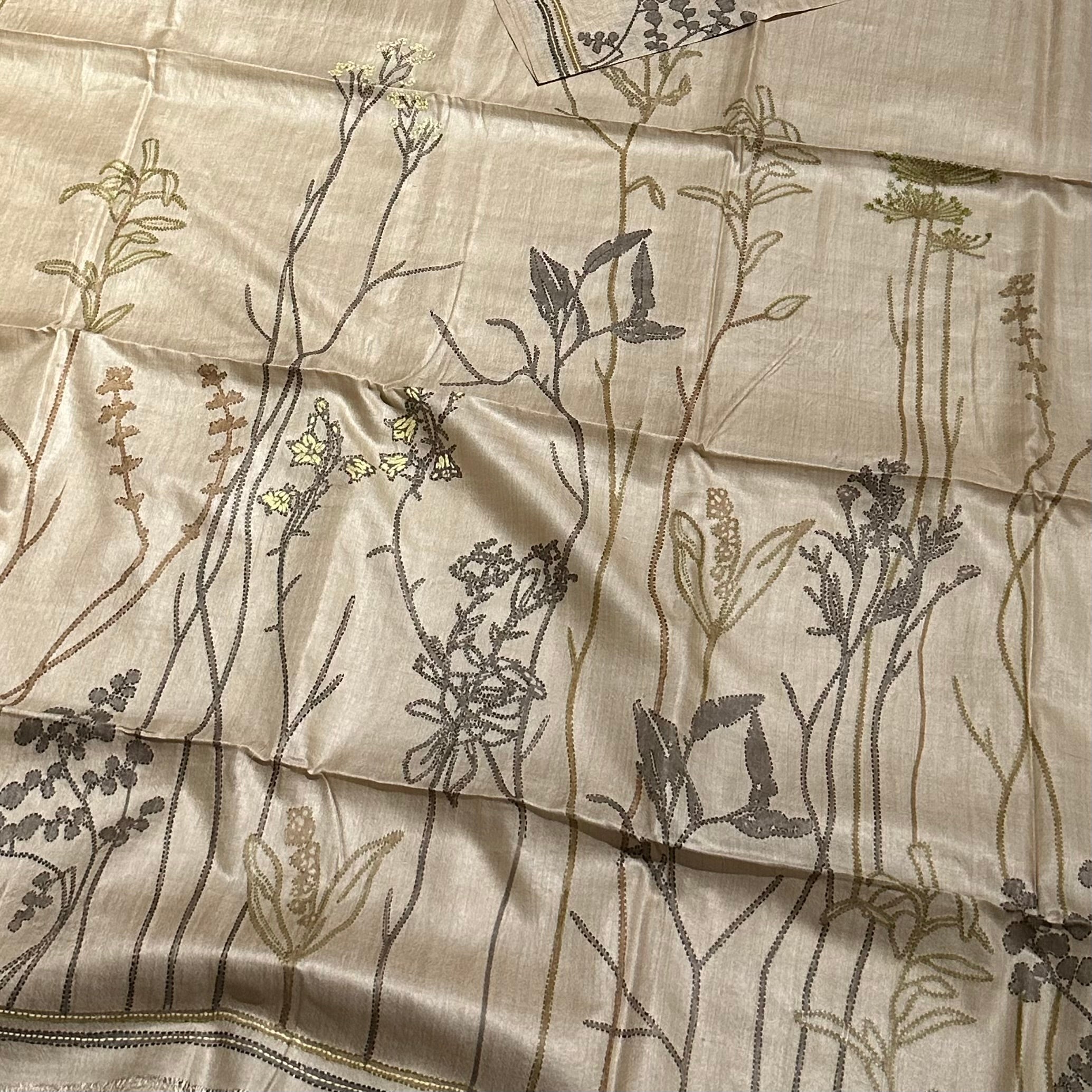 Natural Dyed Handwoven Tussar with Kantha