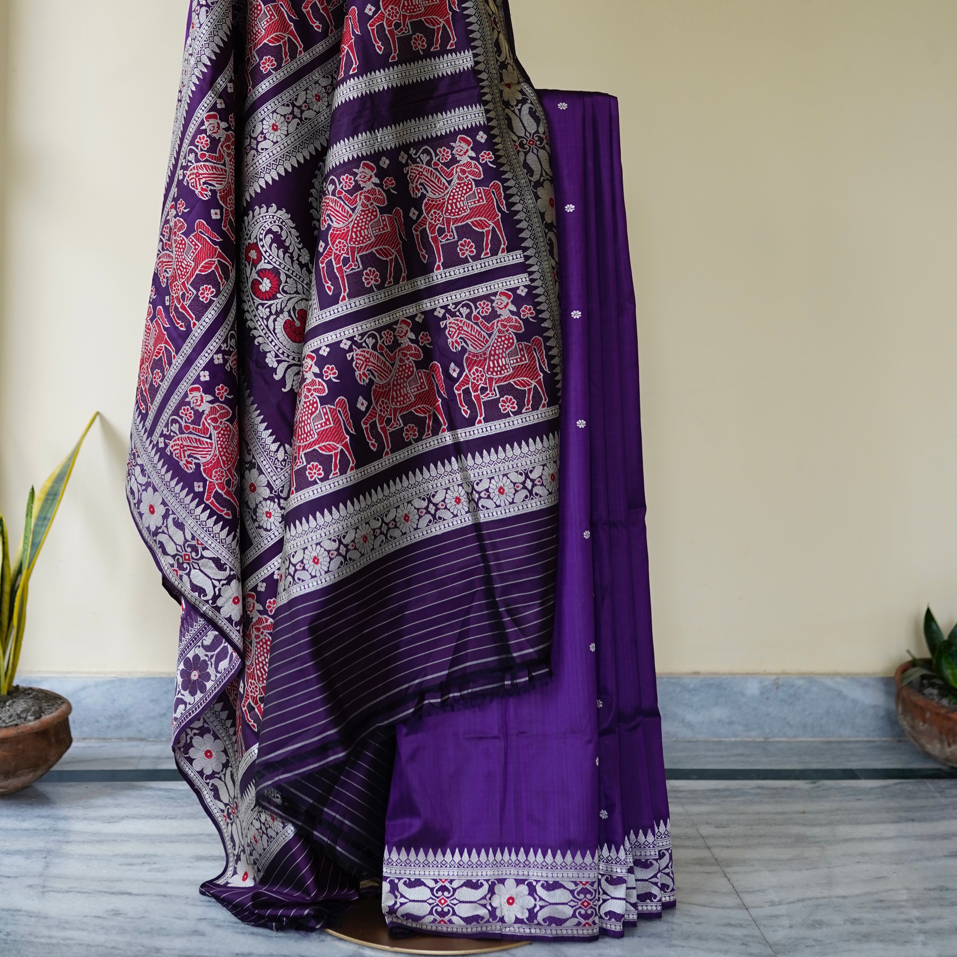 Purple Baluchari Saree from Bengal