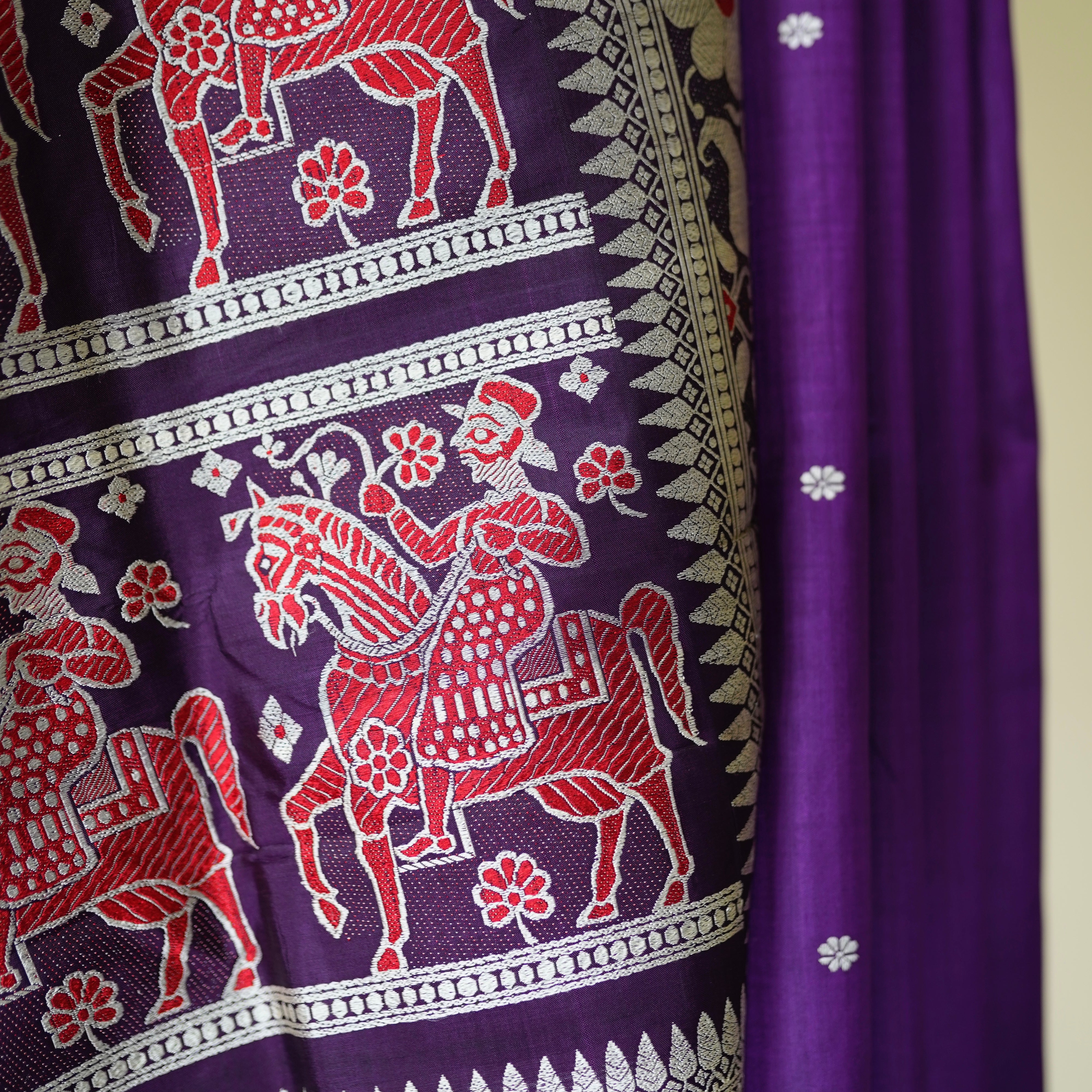 Purple Baluchari Saree from Bengal