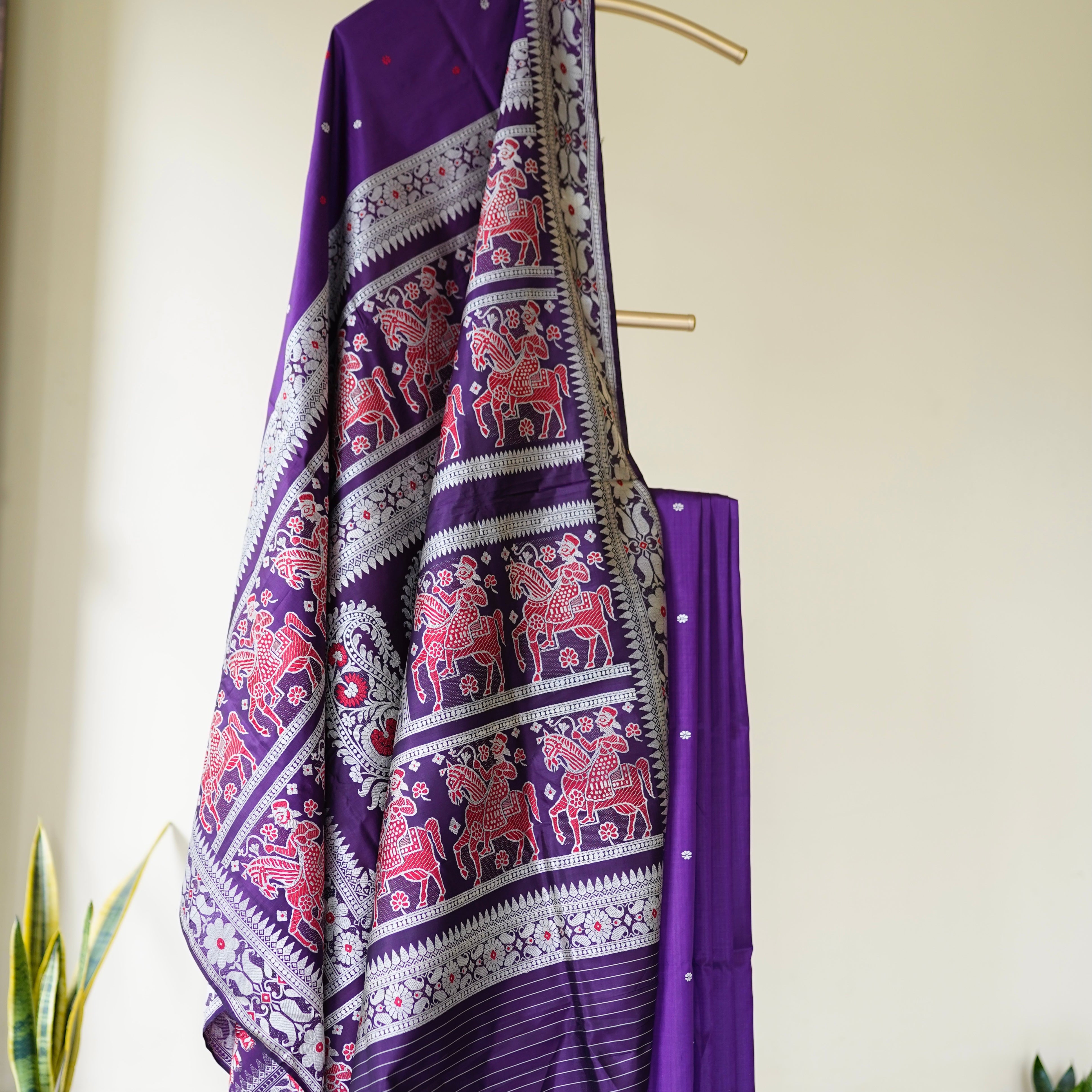 Purple Baluchari Saree from Bengal