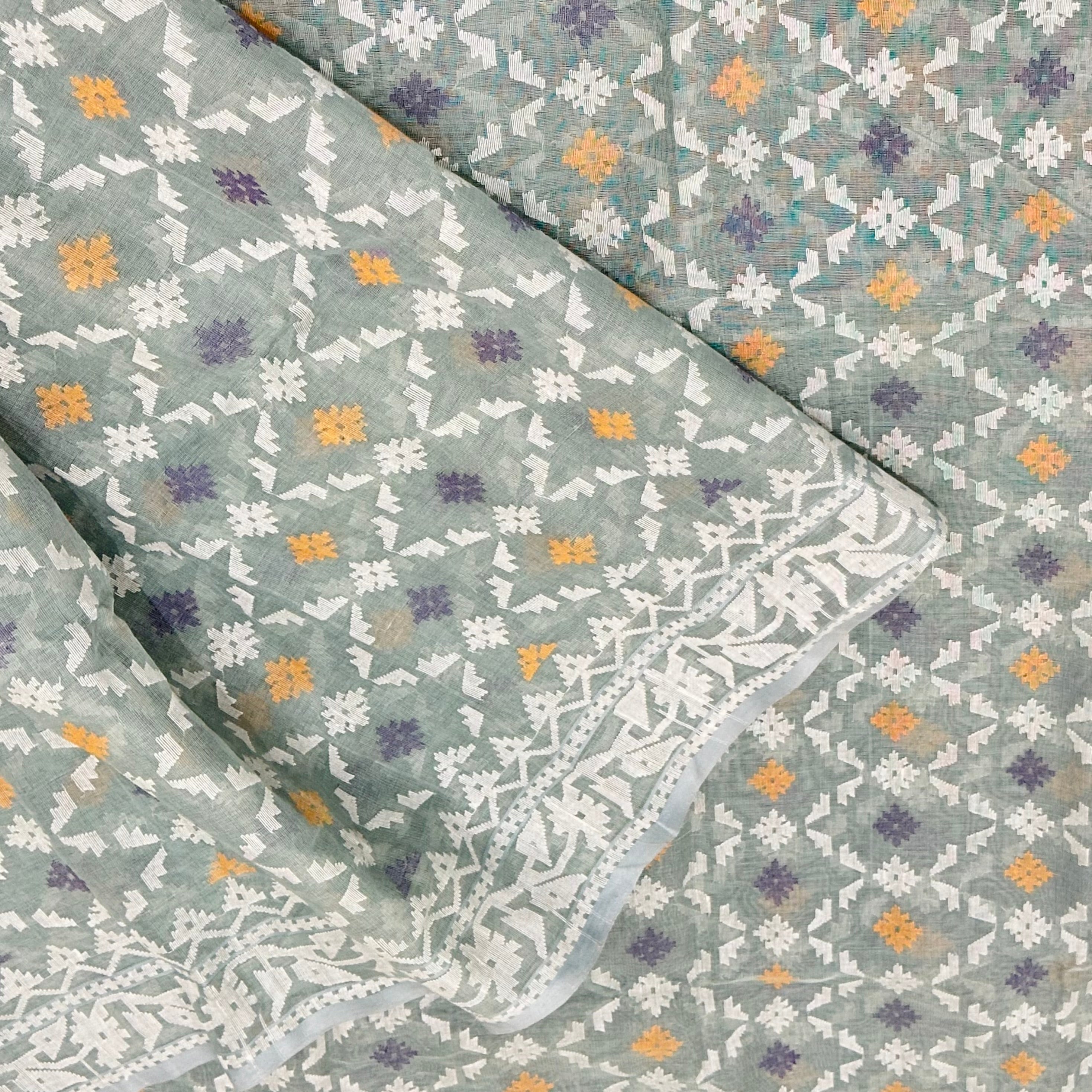 Sky Blue Jaal Dhakai Jamdani Saree