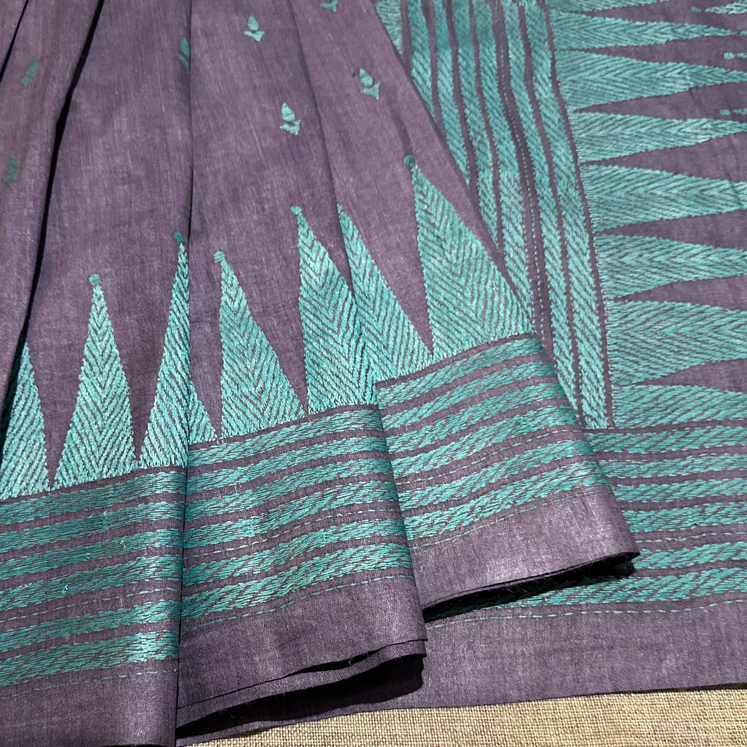 Blue Natural Dyed Handwoven Tussar with Kantha