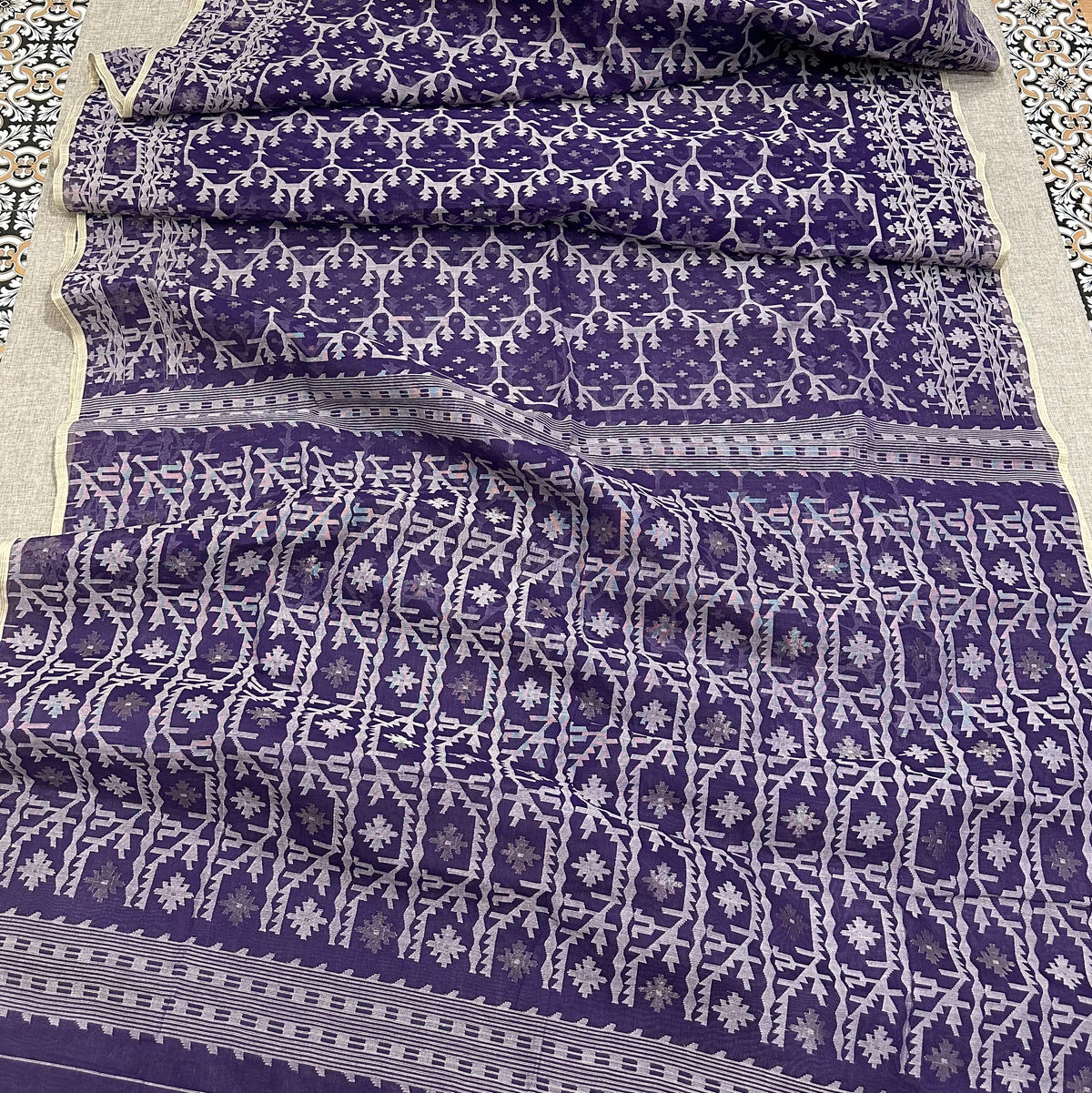Purple Jaal Dhakai Jamdani Saree