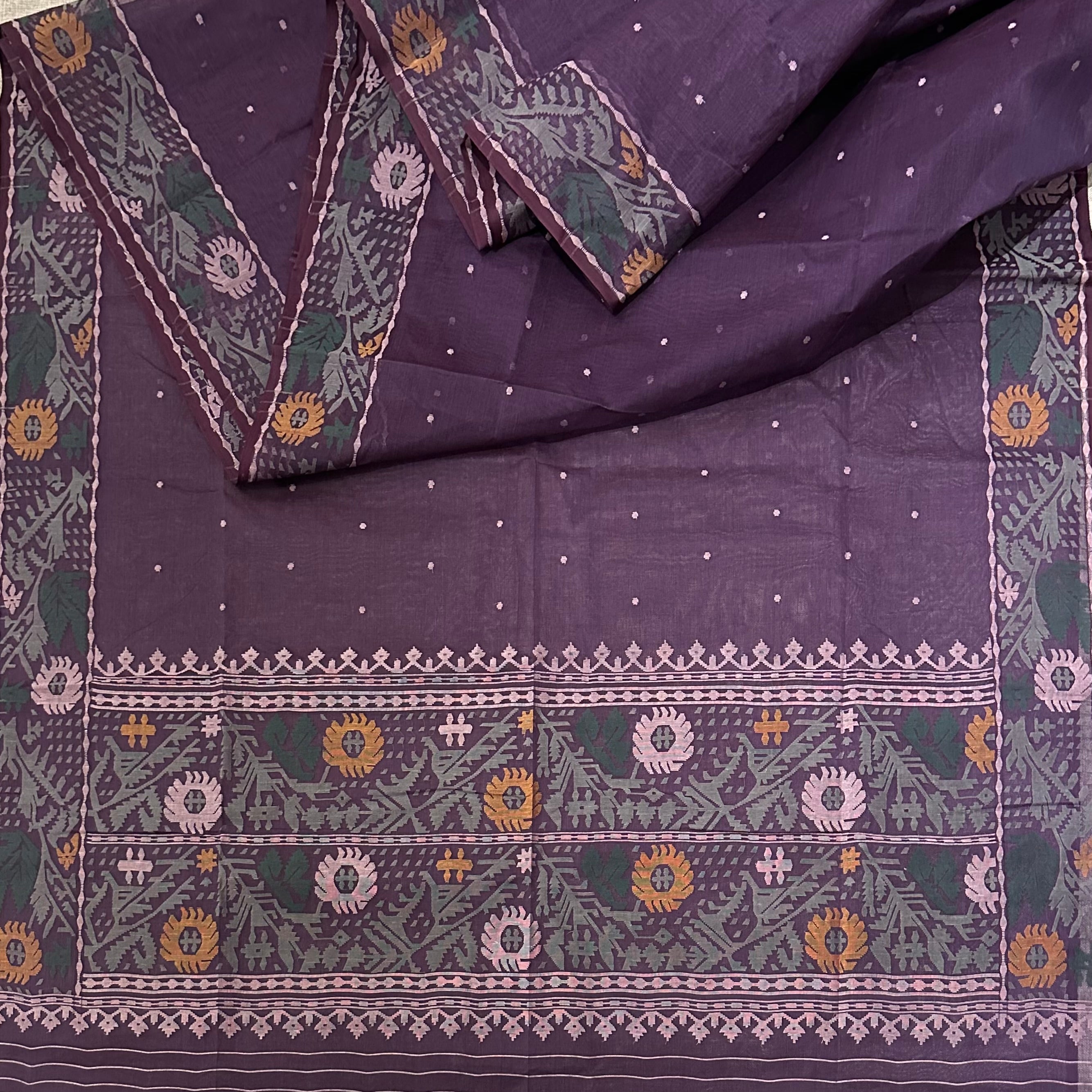 Grape Jam Multicolour Floral Dhakai Jamdani