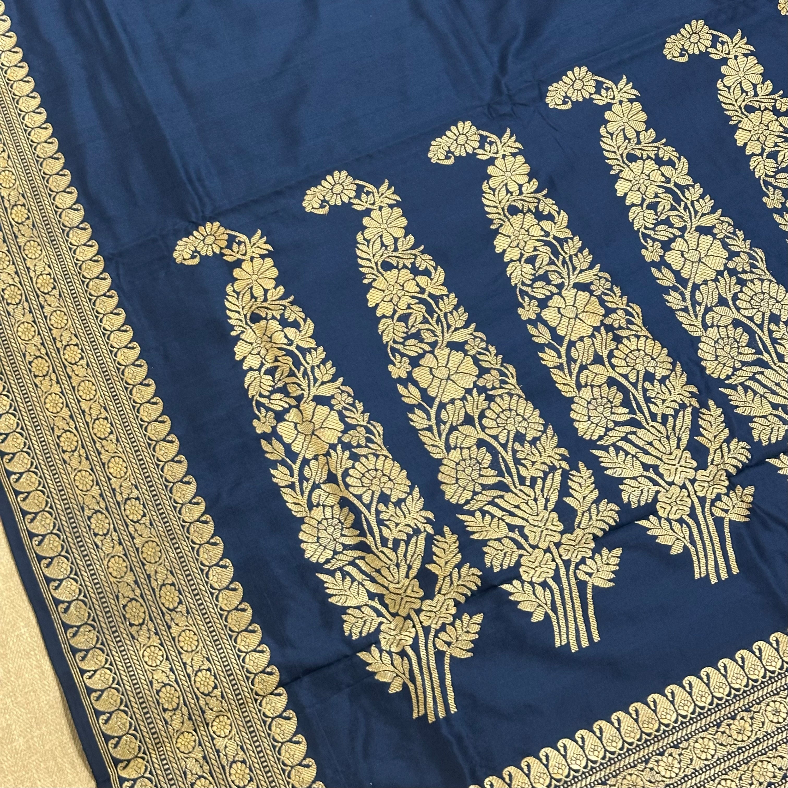 Midnight Blue Paisley Khadwa Benarasi