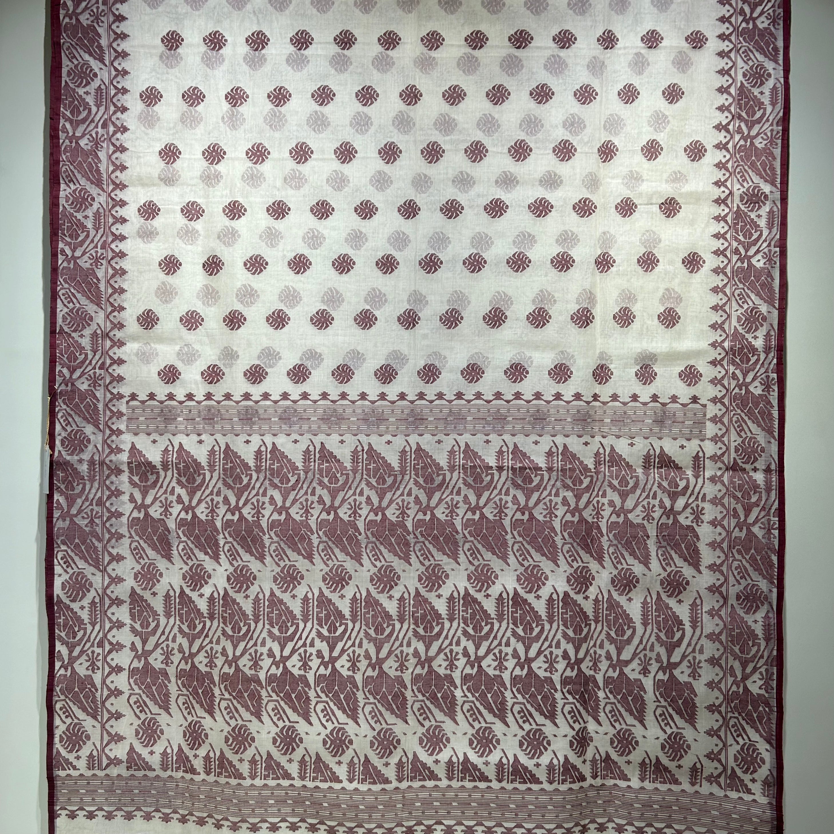 300 count White and Brown Dhakai Jamdani
