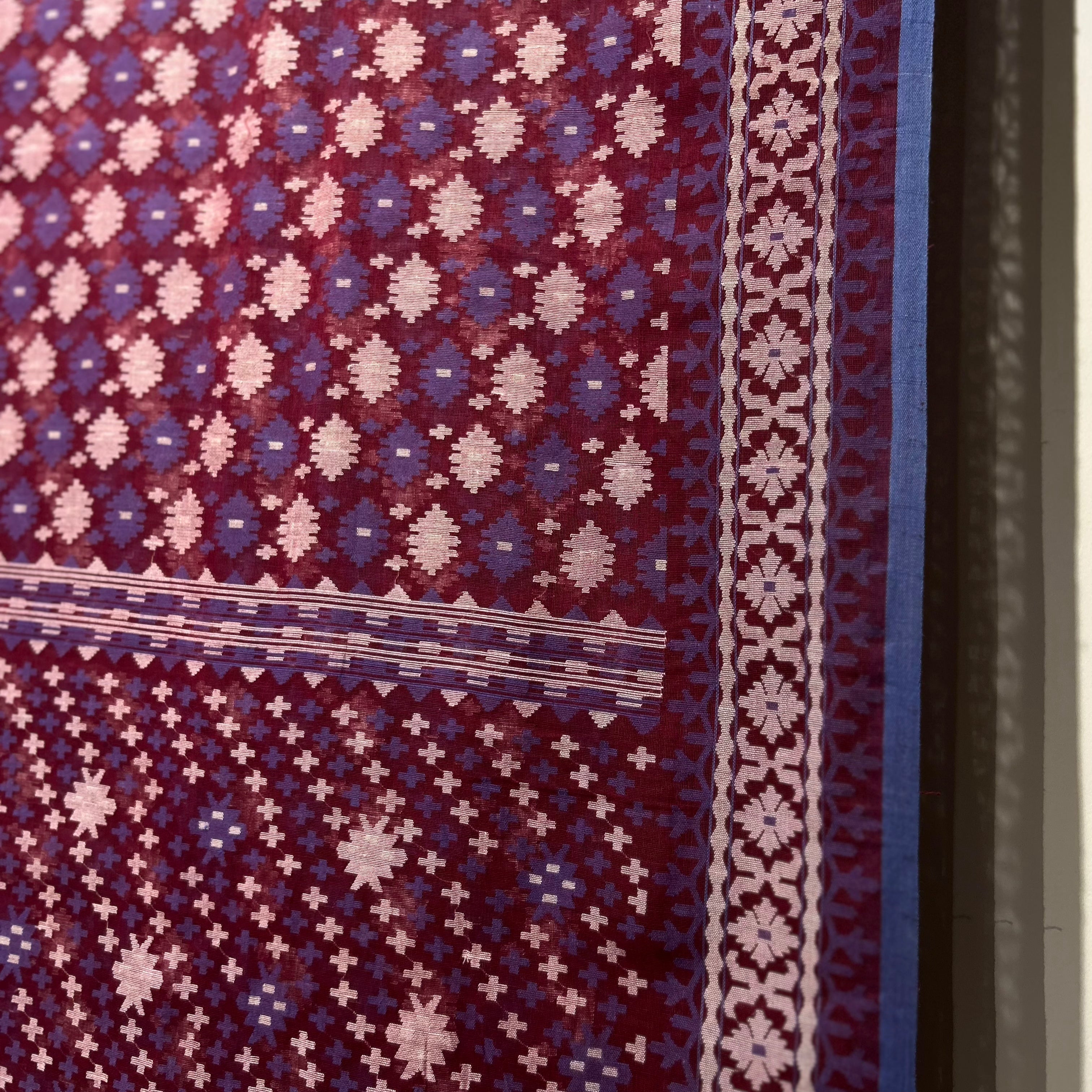 Maroon & Indigo Dhakai Jamdani Saree