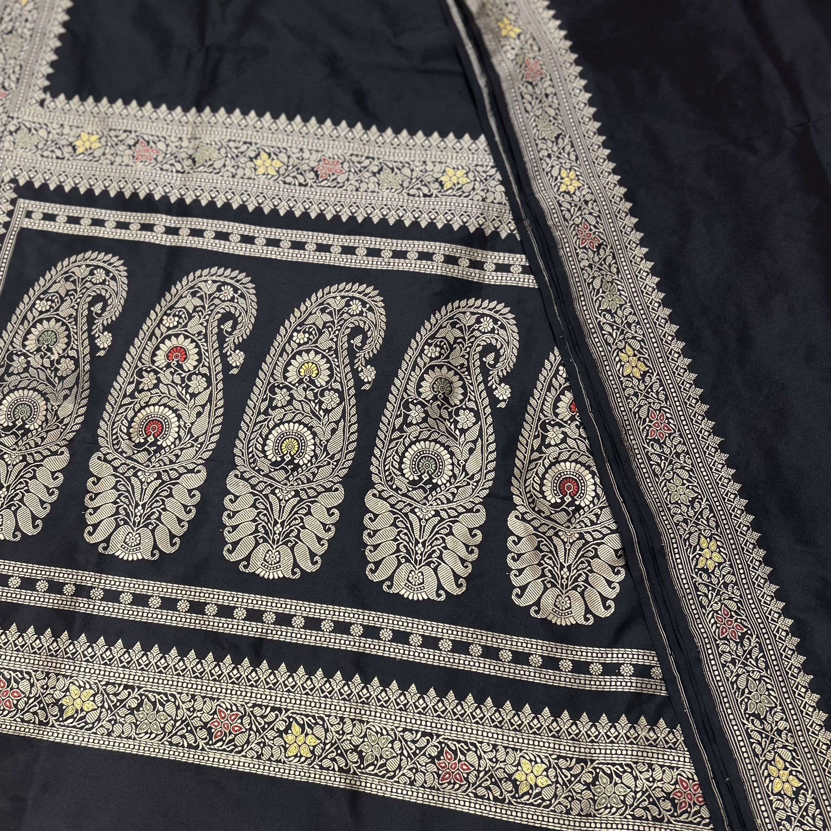 Black Revival Baluchari Saree with Paisleys
