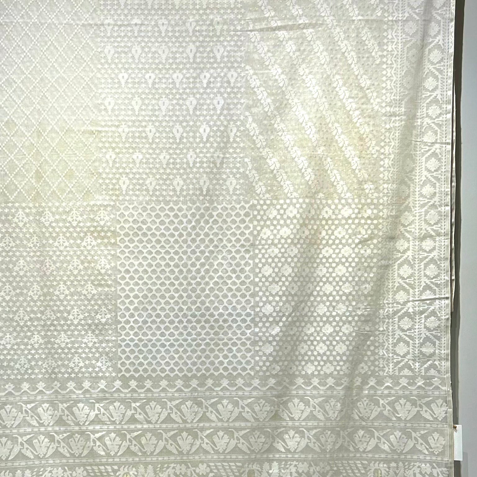 White Handspun 200 Count Masterpiece with 16 Different Motifs Dhakai Jamdani