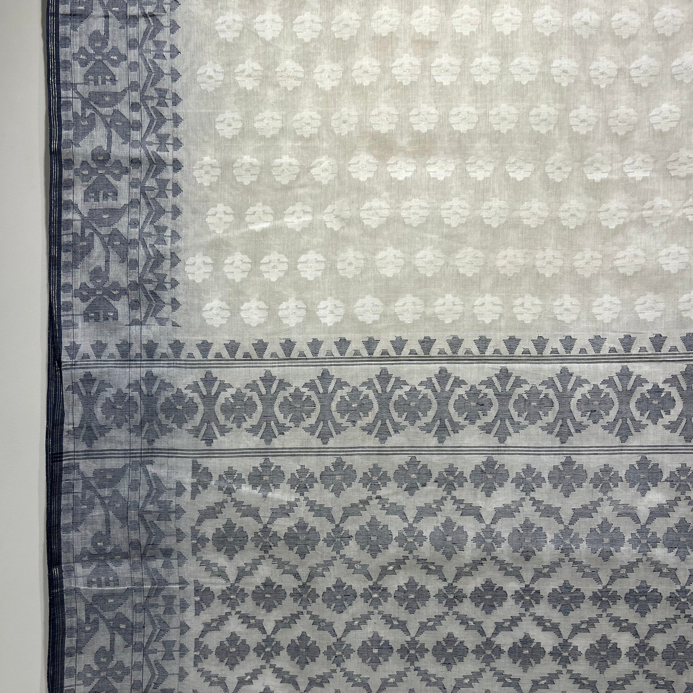 White and Grey Dhakai Jamdani