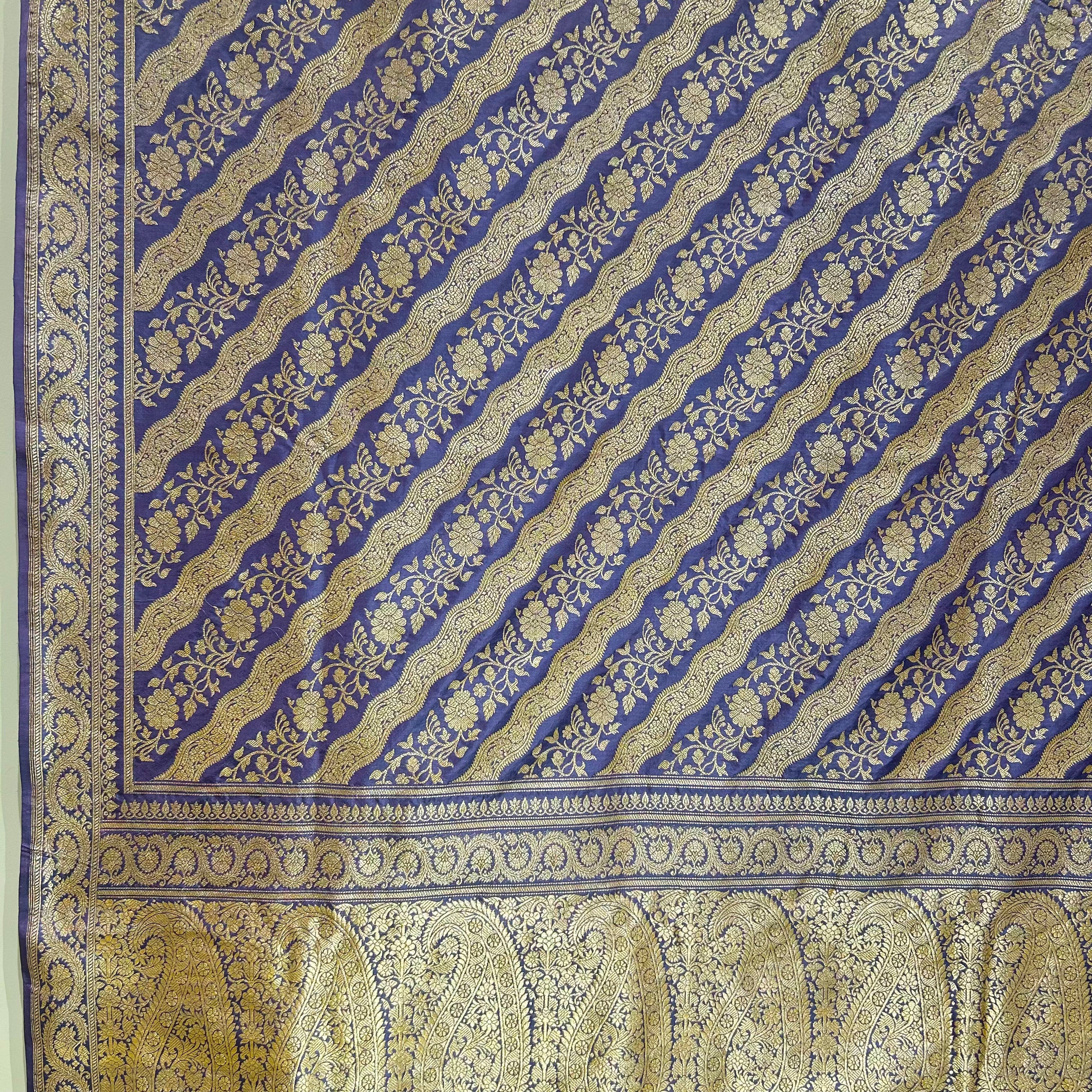 Aubergine Ada Khadwa Benarasi Saree