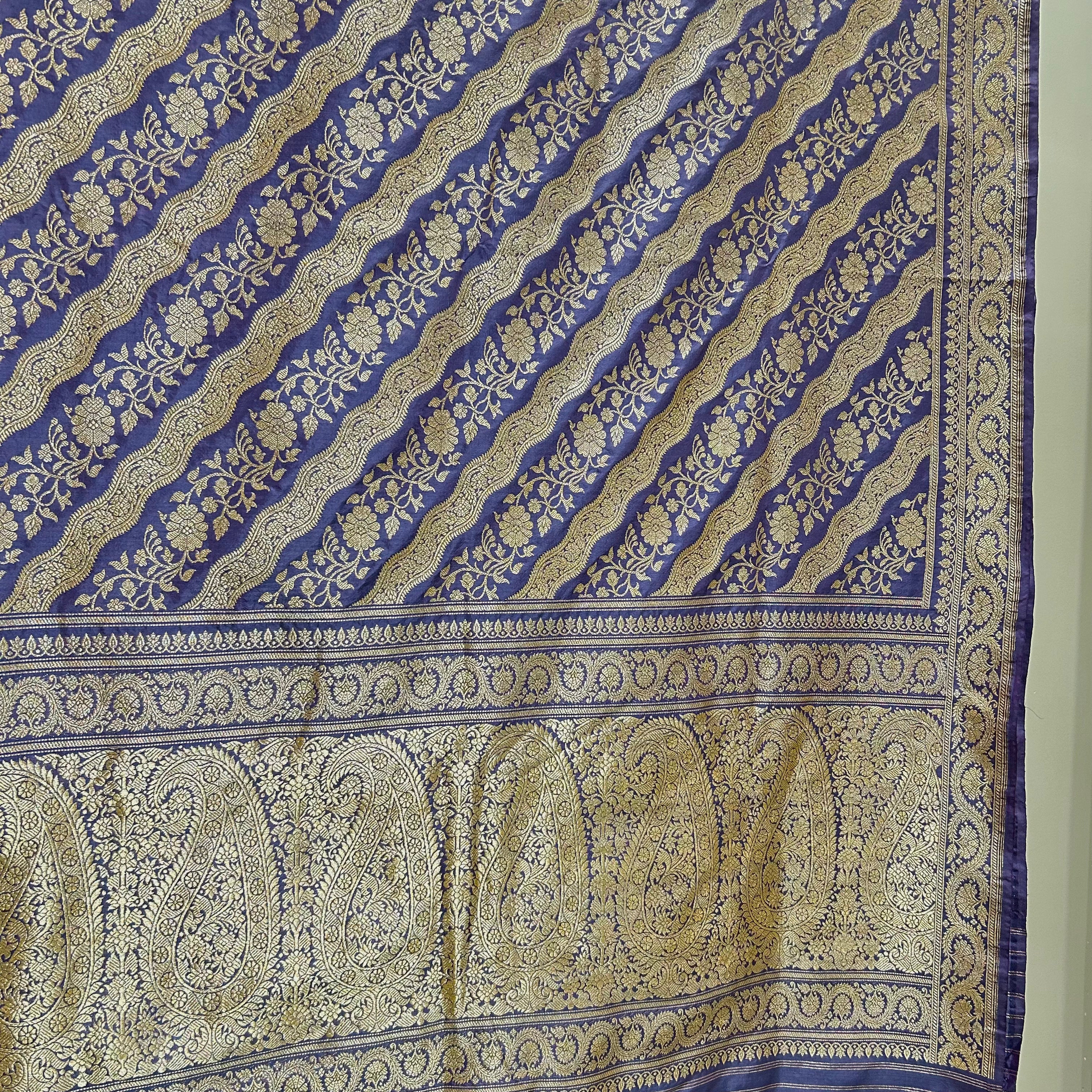 Aubergine Ada Khadwa Benarasi Saree