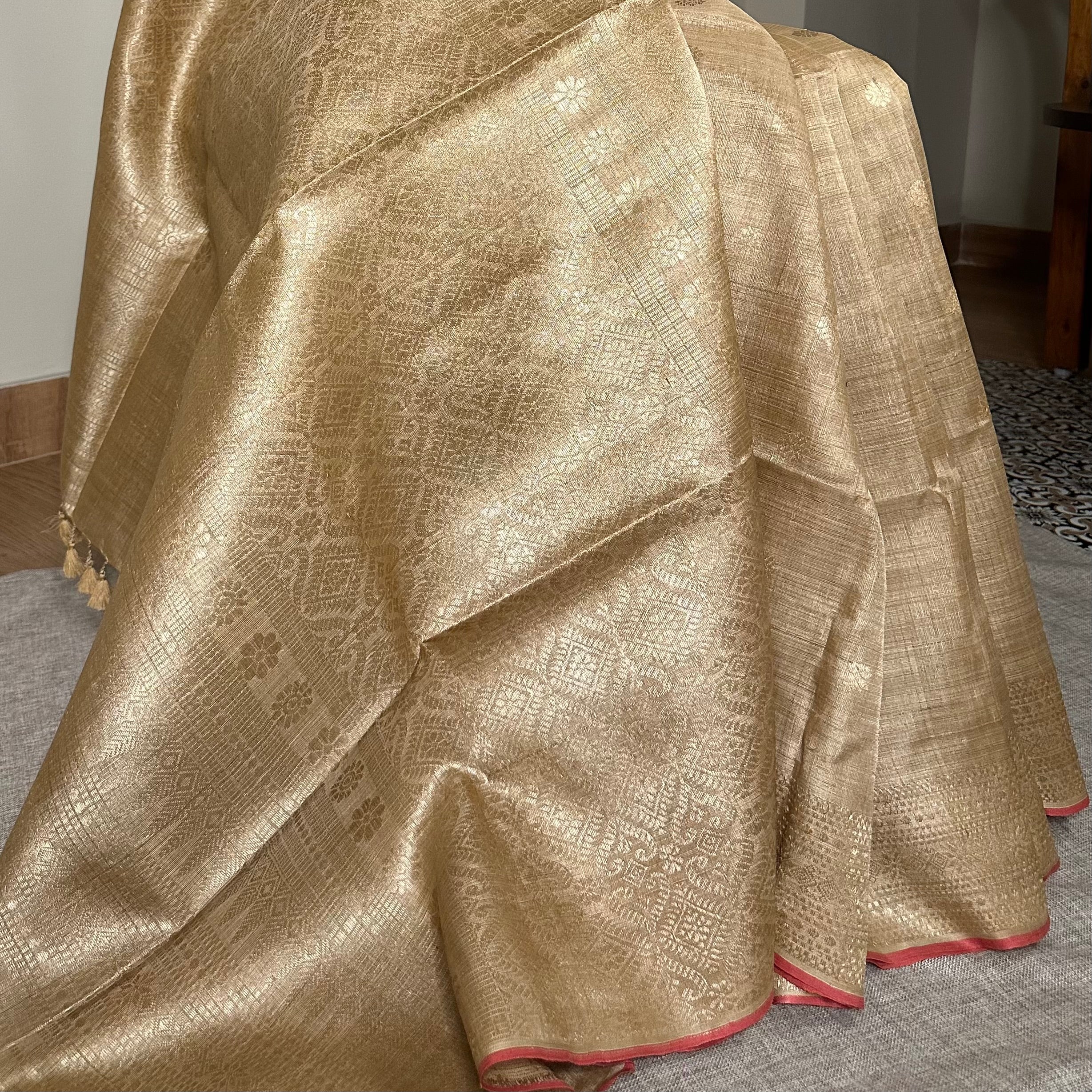 Heirloom Pure Assamese Muga Saree with Muga Extra Weft
