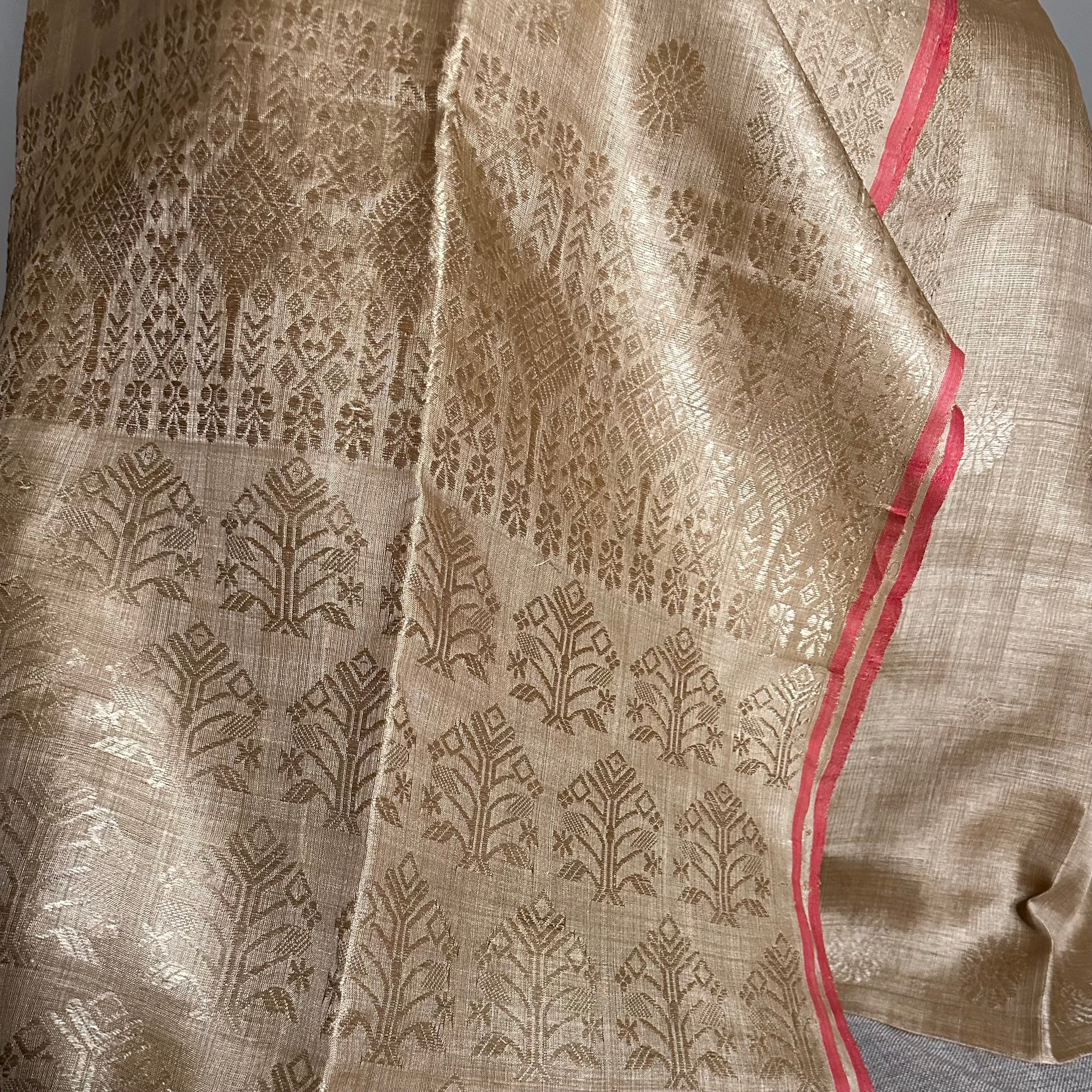 Heirloom Pure Assamese Muga Saree with Muga Extra Weft
