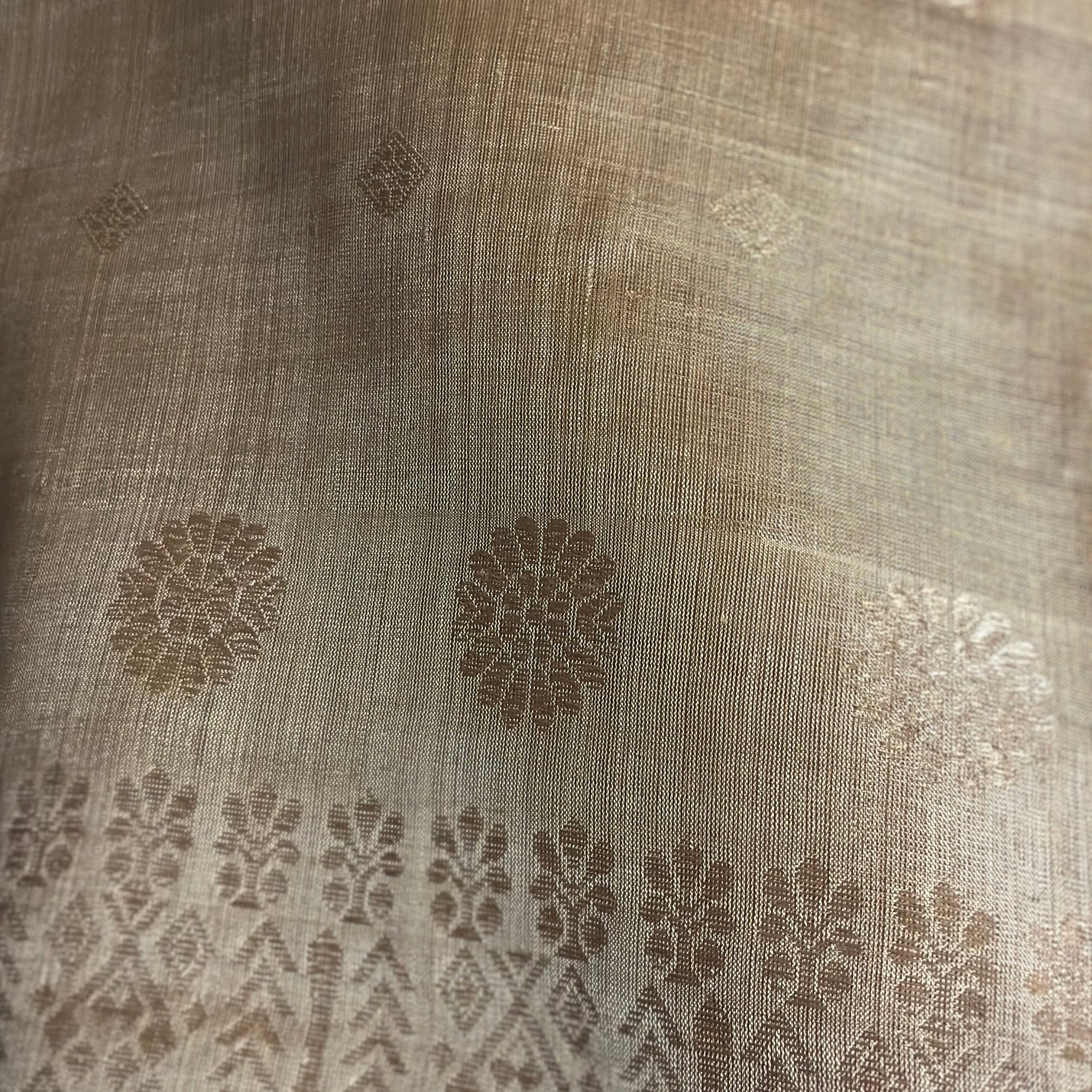 Heirloom Pure Assamese Muga Saree with Muga Extra Weft