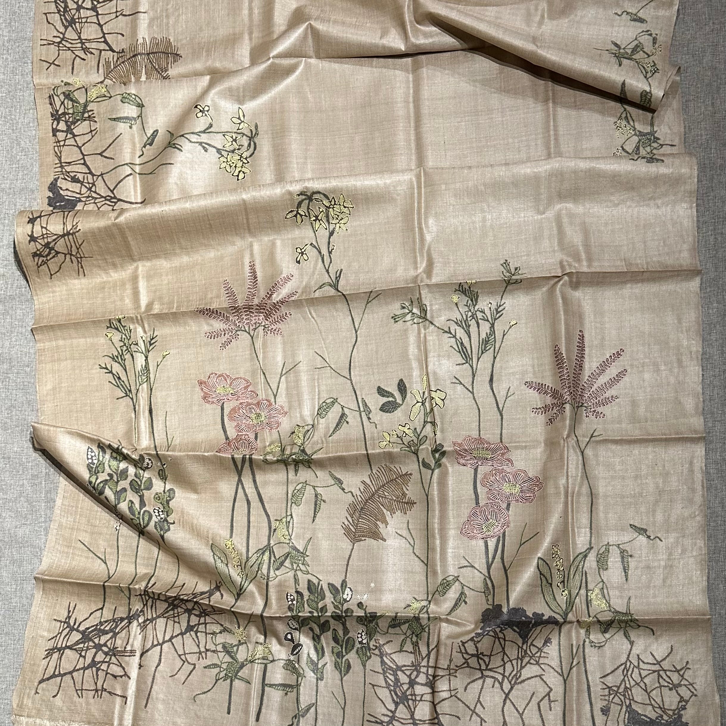 Natural Dyed Handwoven Tussar with Kantha