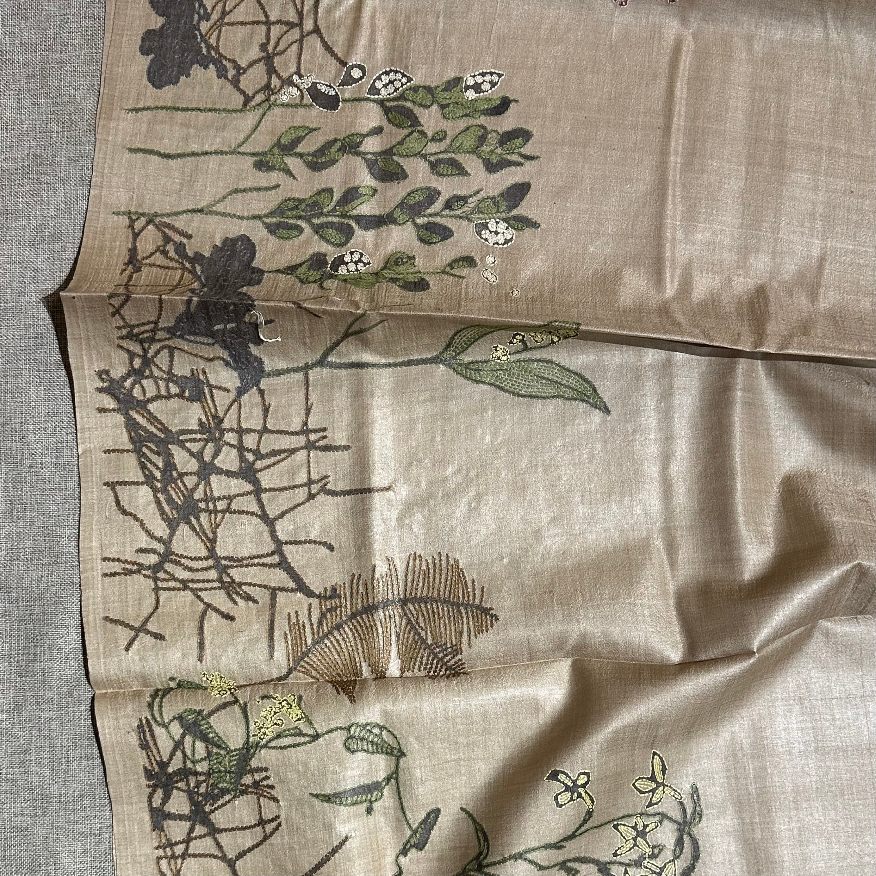 Natural Dyed Handwoven Tussar with Kantha