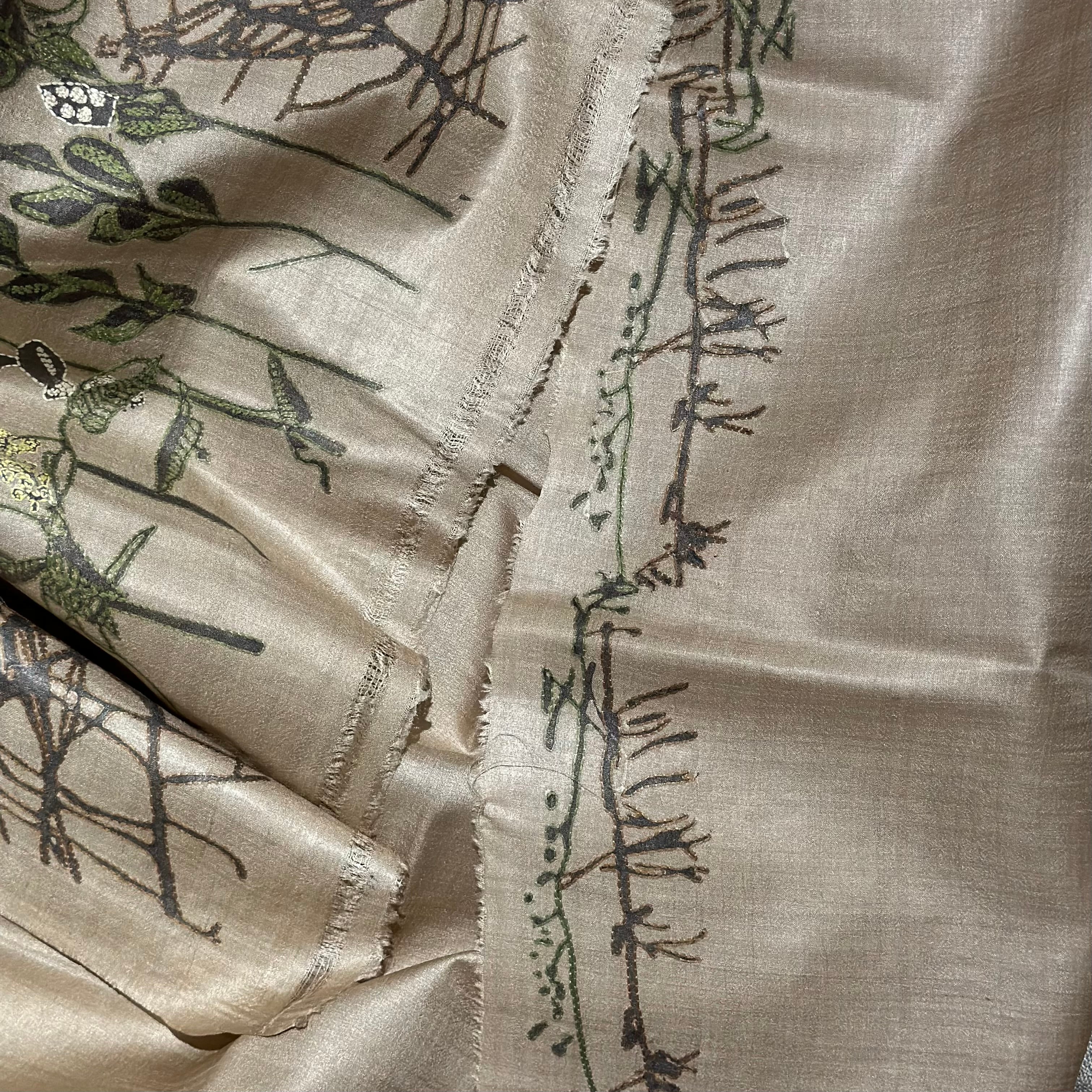 Natural Dyed Handwoven Tussar with Kantha