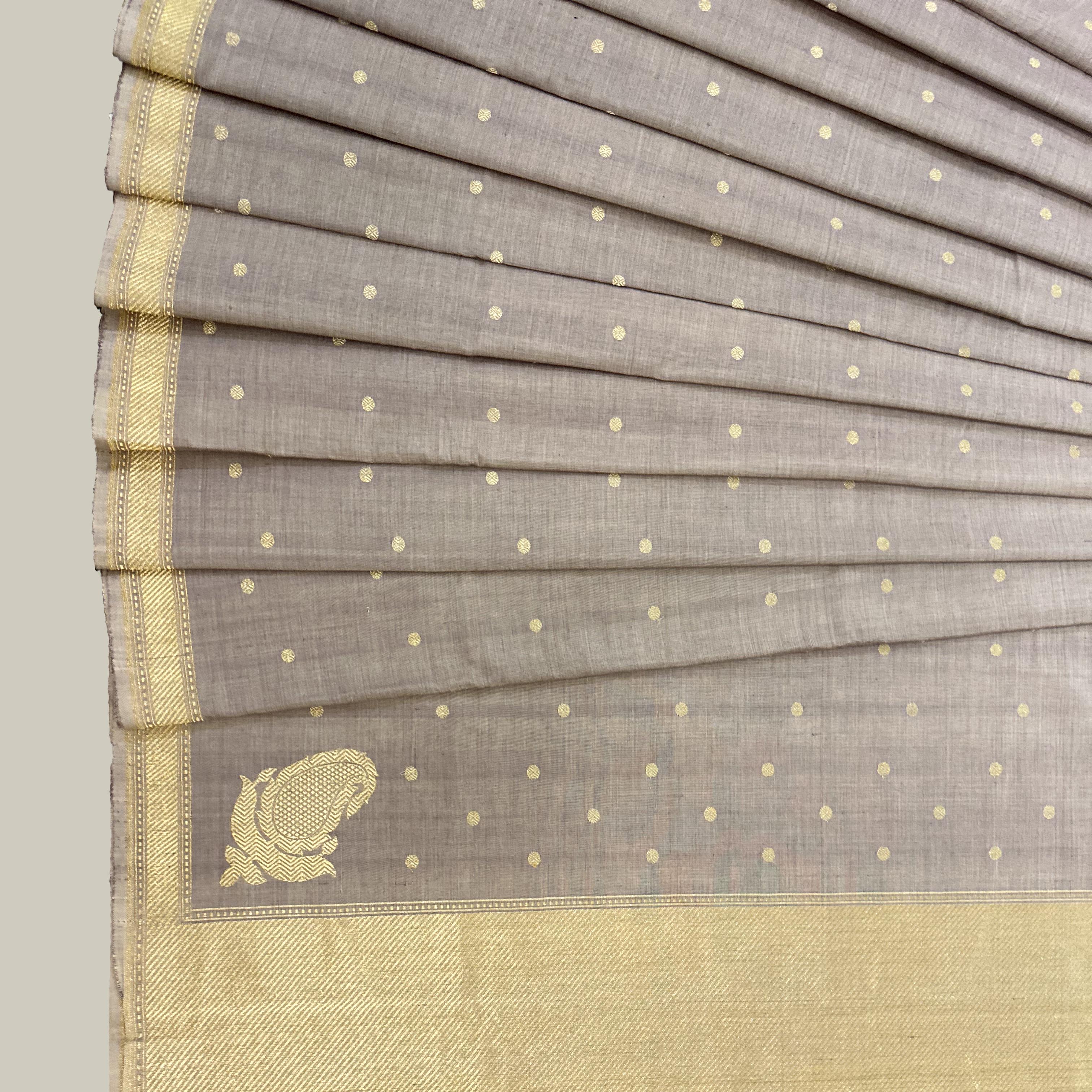 Dusty Lavender Pure Cotton Natural Dyed Benarasi