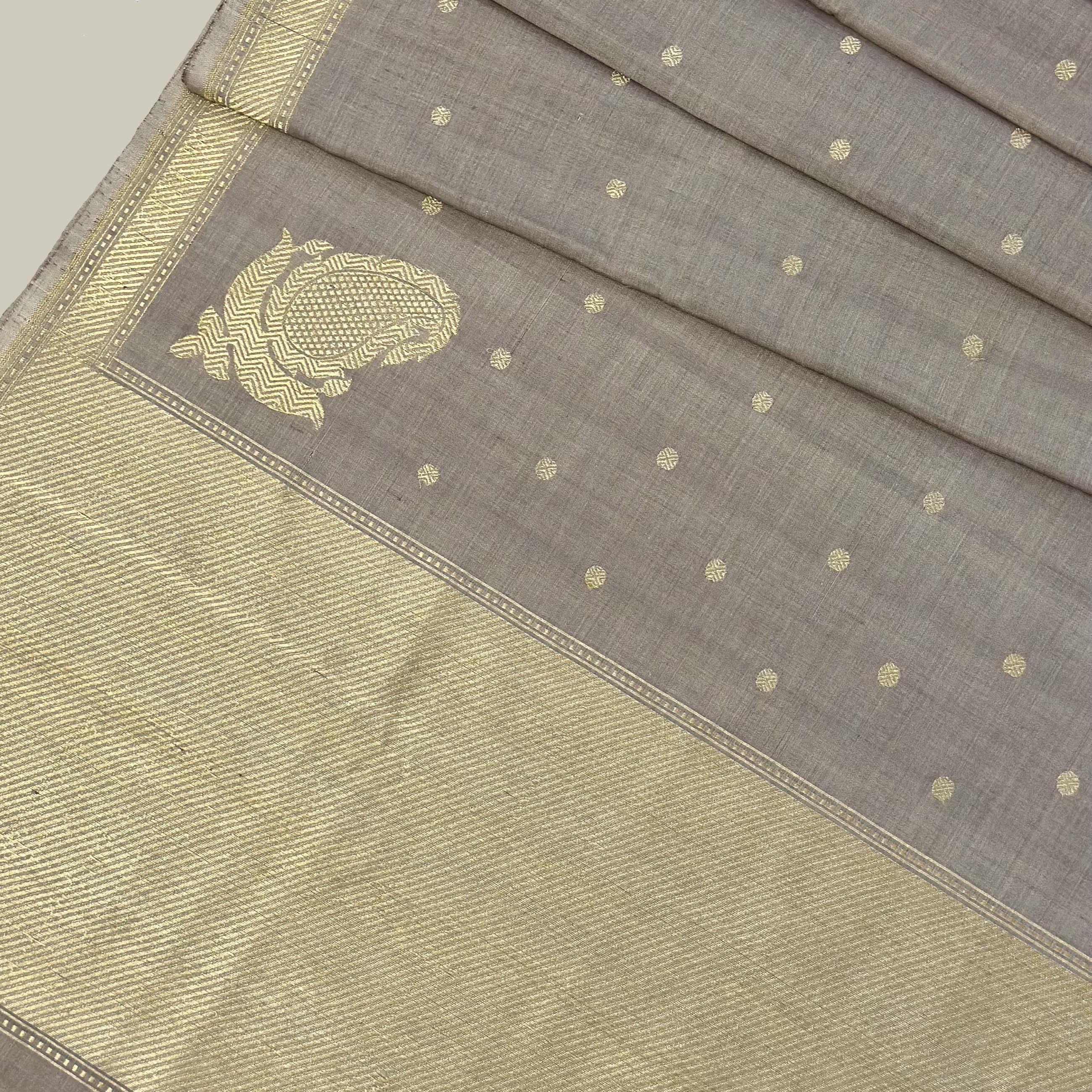 Dusty Lavender Pure Cotton Natural Dyed Benarasi