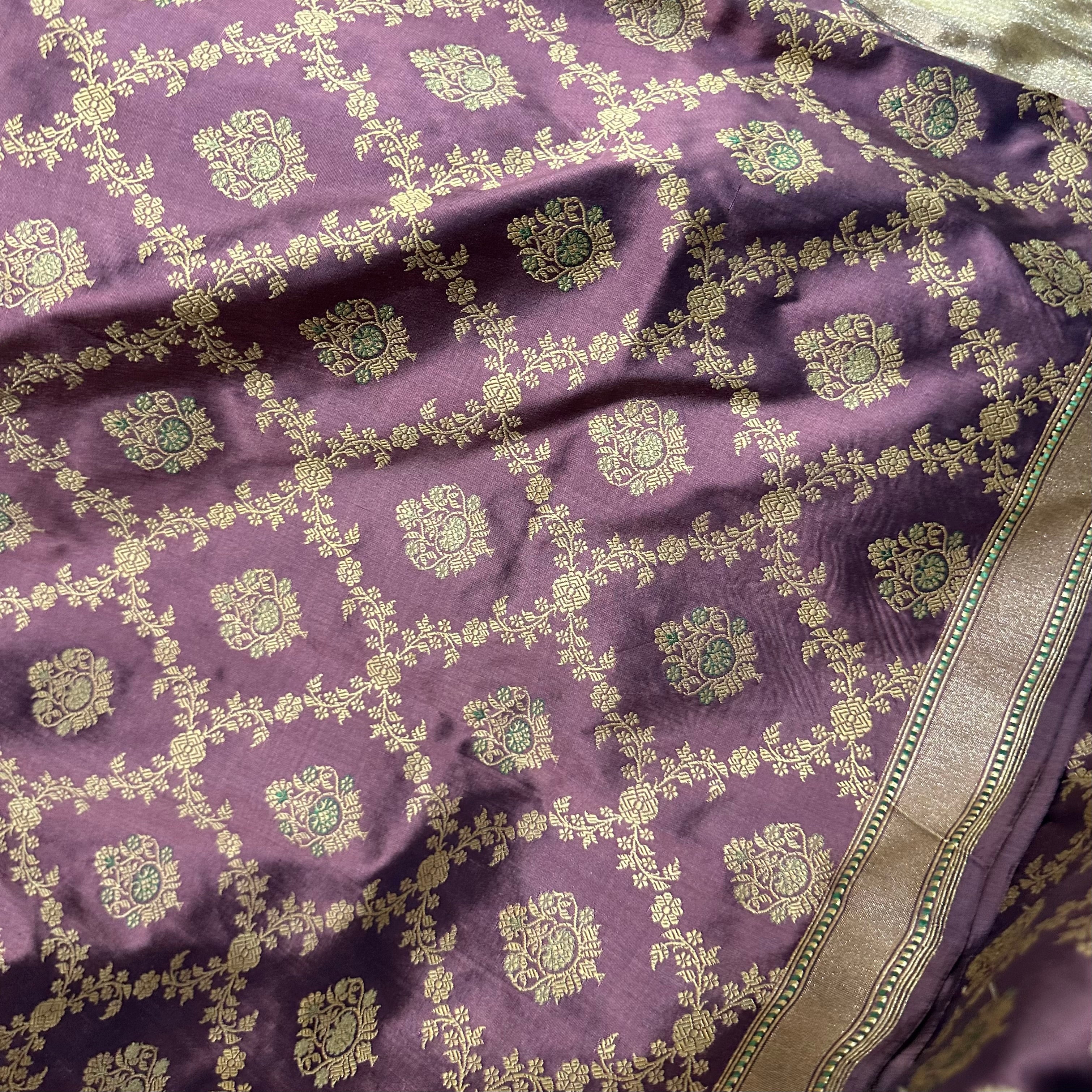 Purple shot colour Khadwa Jaal Benarasi