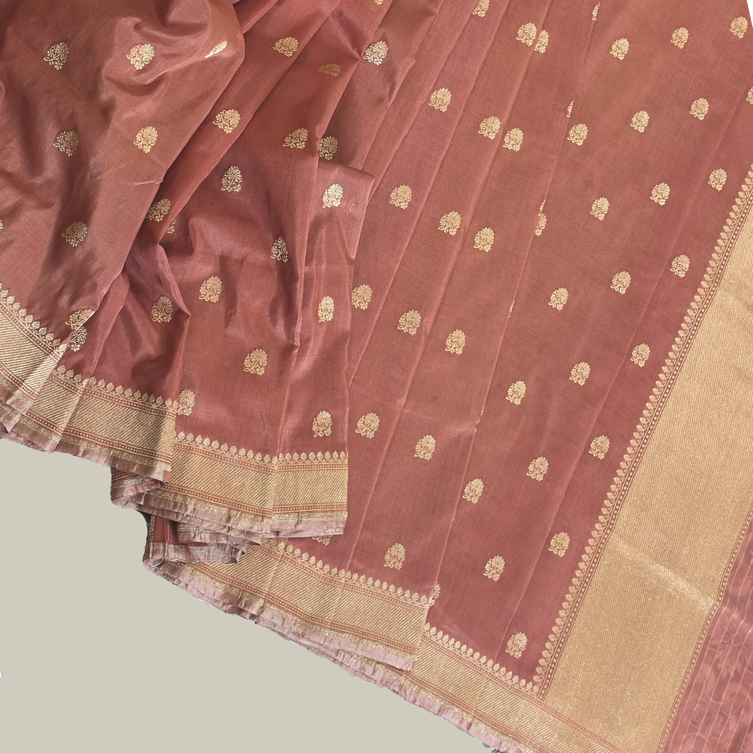 Red Silk Georgette with Flower Buti Natural Dyed Benarasi