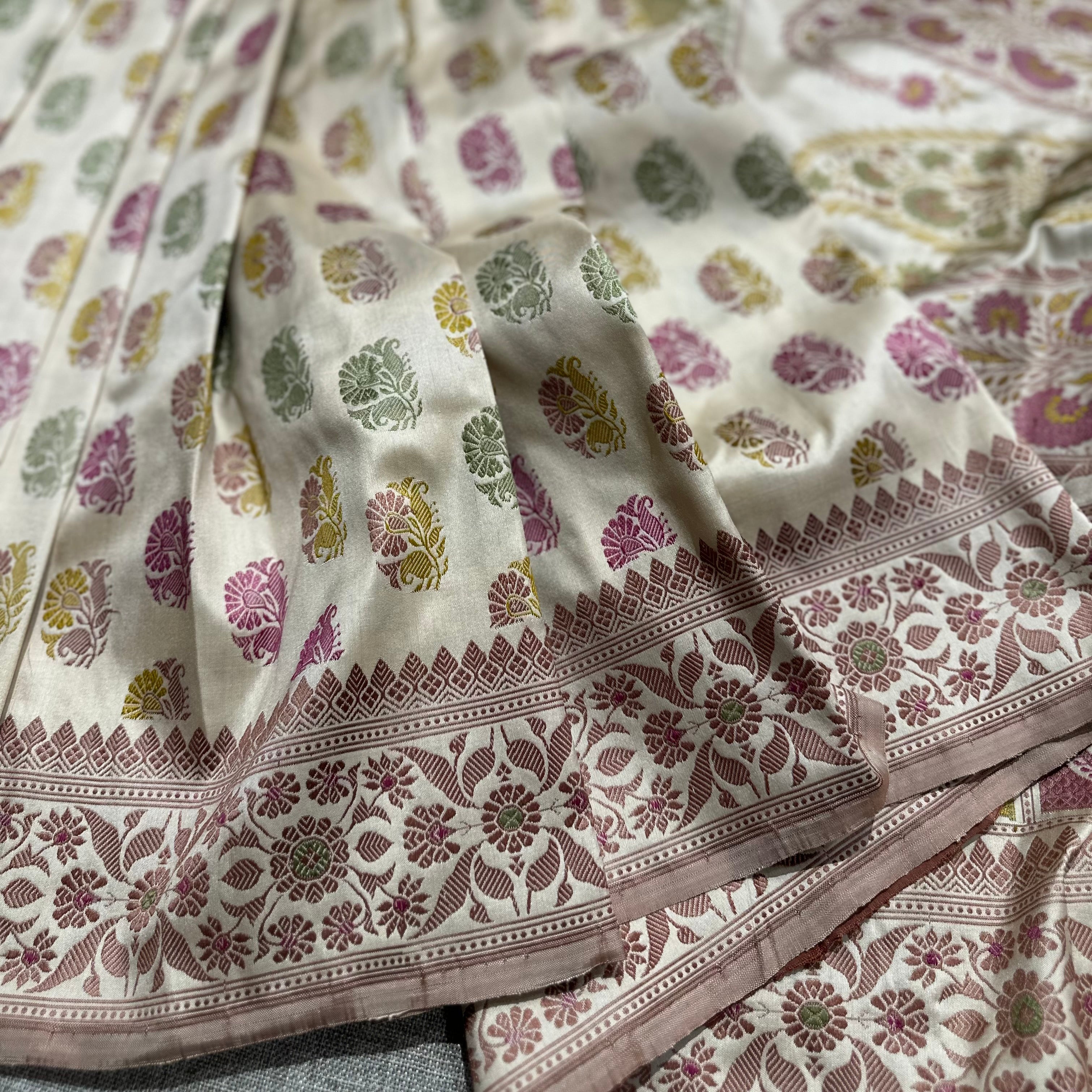 Off White Revival Baluchari Saree with Horse Palla