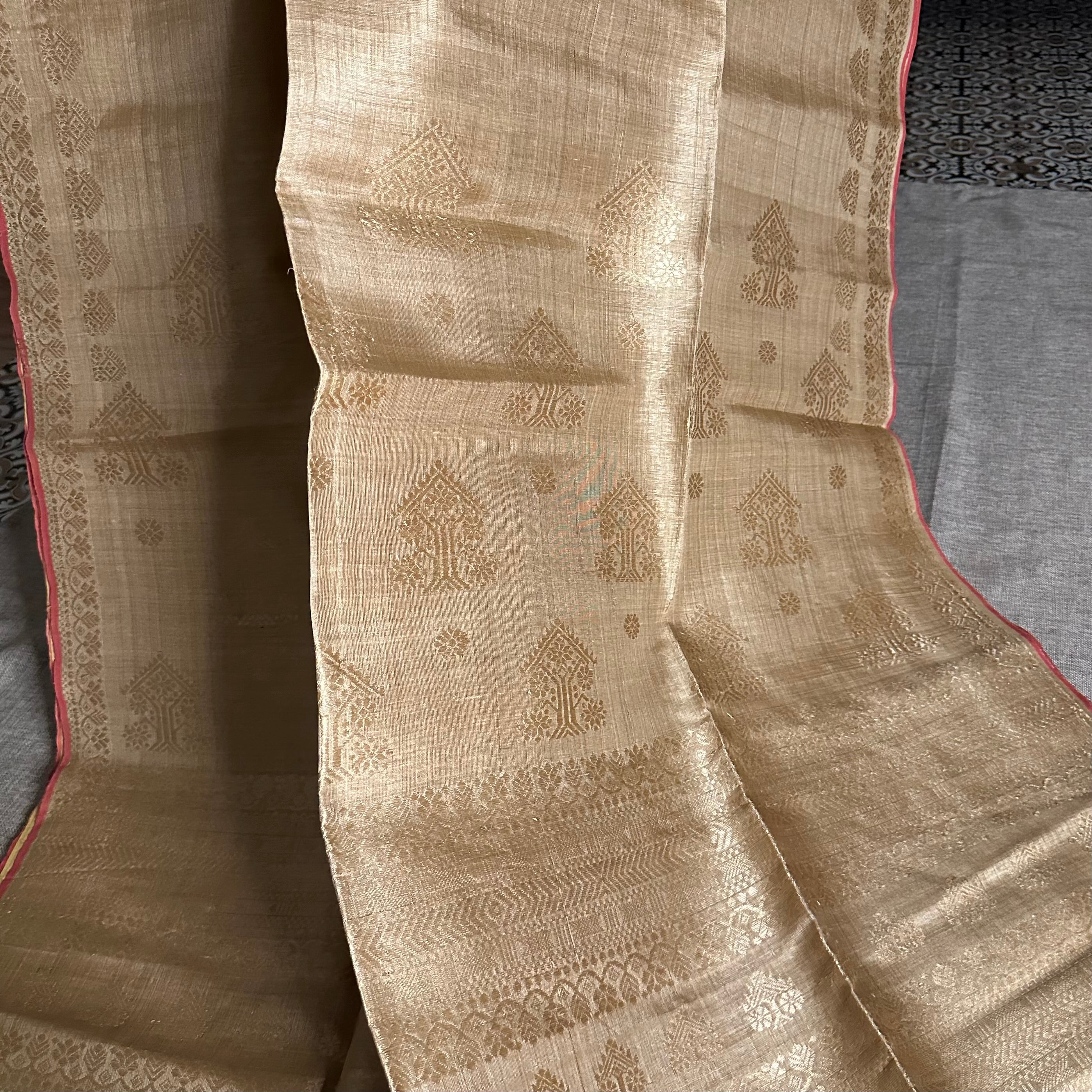 Heirloom Pure Assamese Muga Saree with Muga Extra Weft