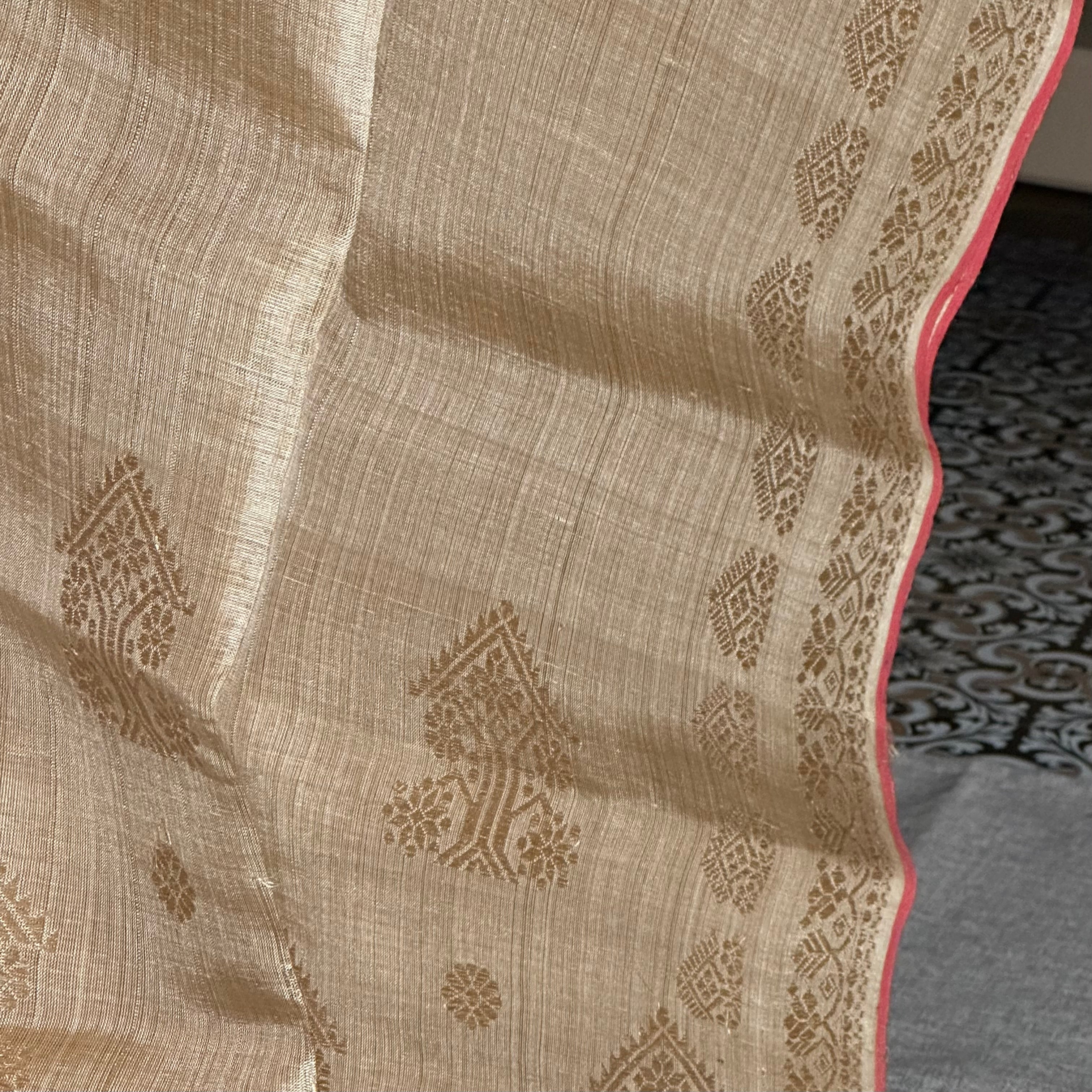 Heirloom Pure Assamese Muga Saree with Muga Extra Weft