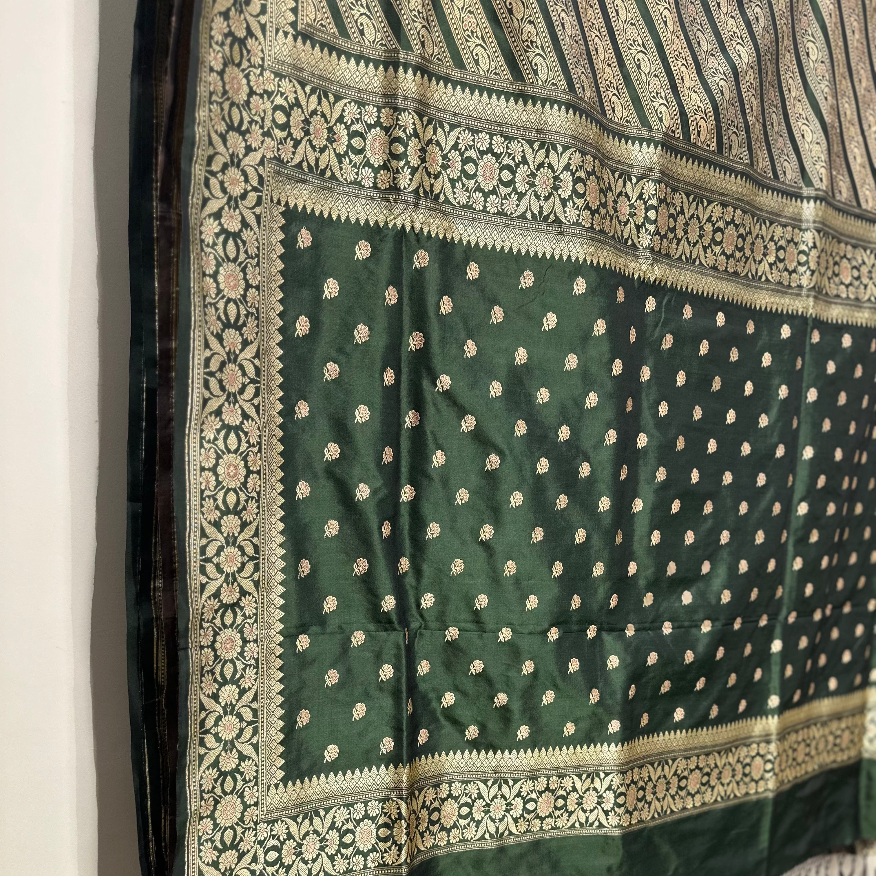 Moss Green  Baluchari with Minakari