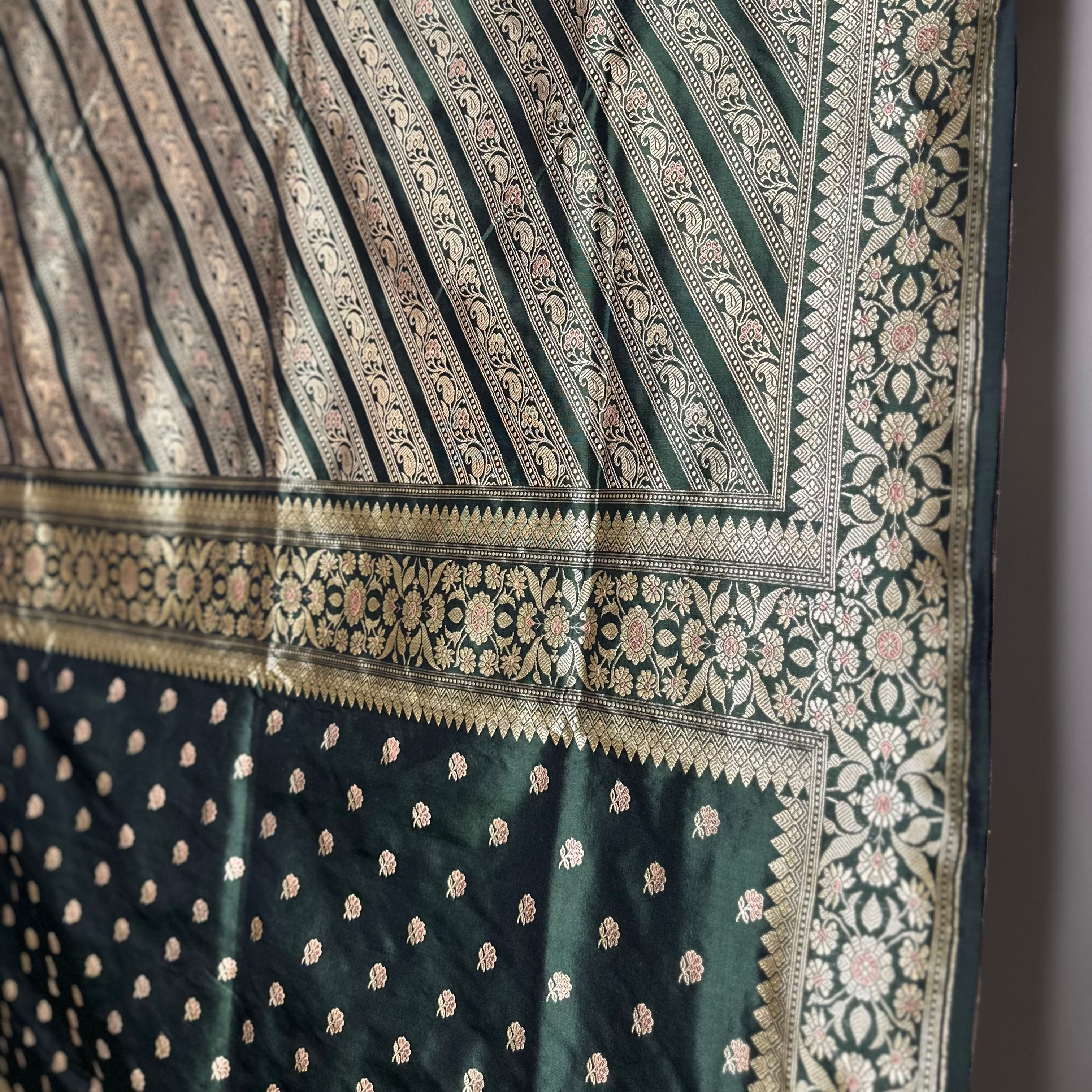 Moss Green  Baluchari with Minakari