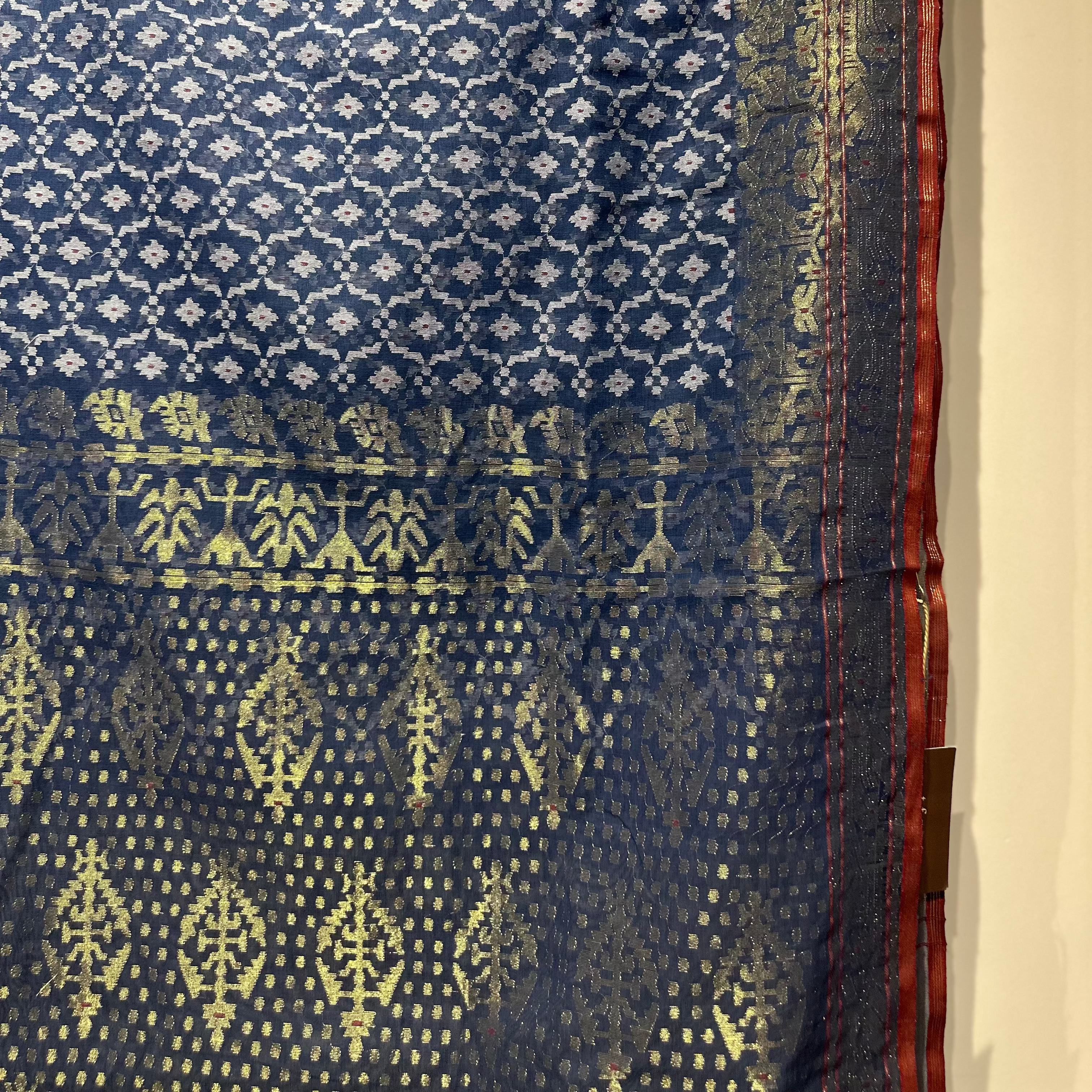Indigo and White Jaal Dhakai Jamdani