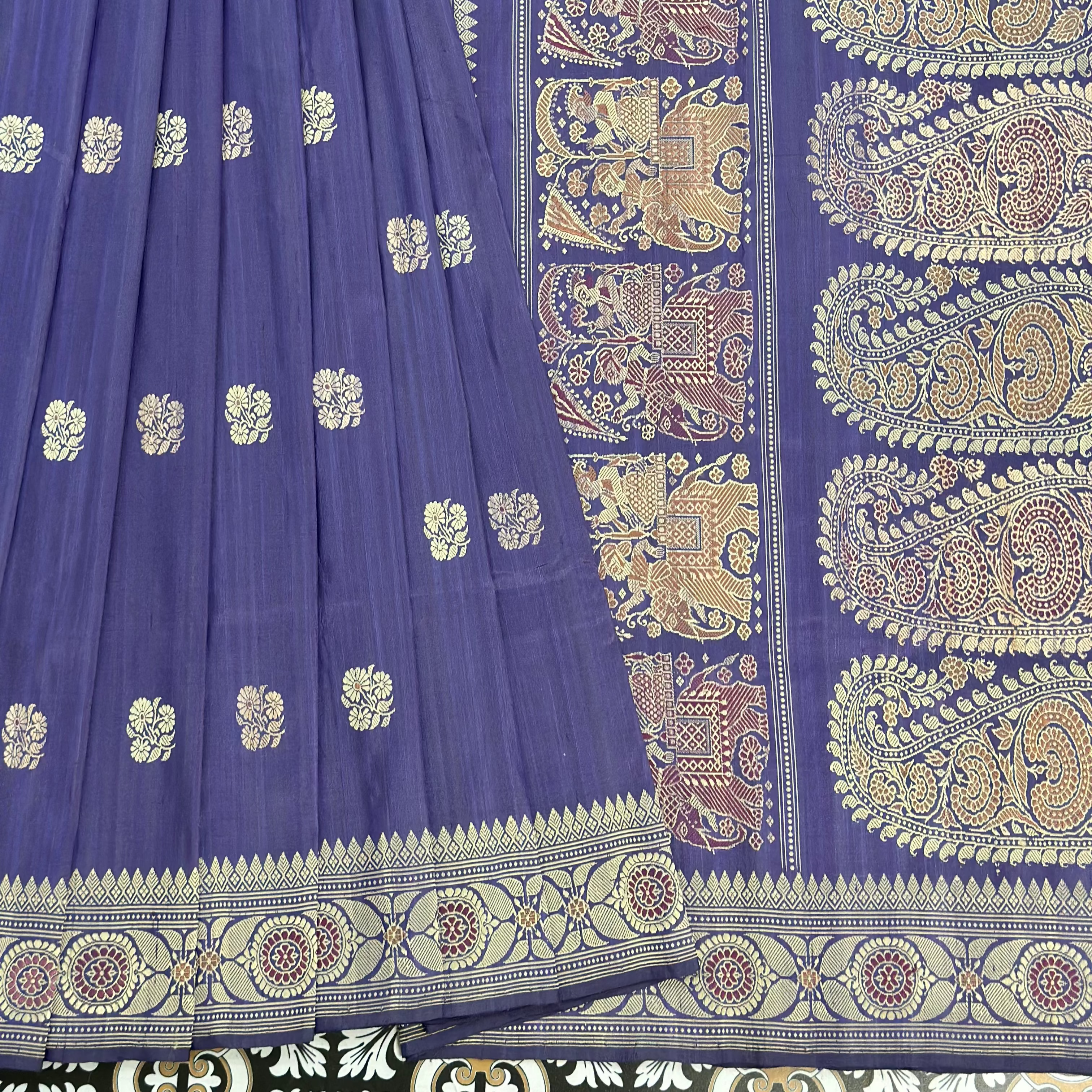 Amethyst purple Revival Baluchari Saree