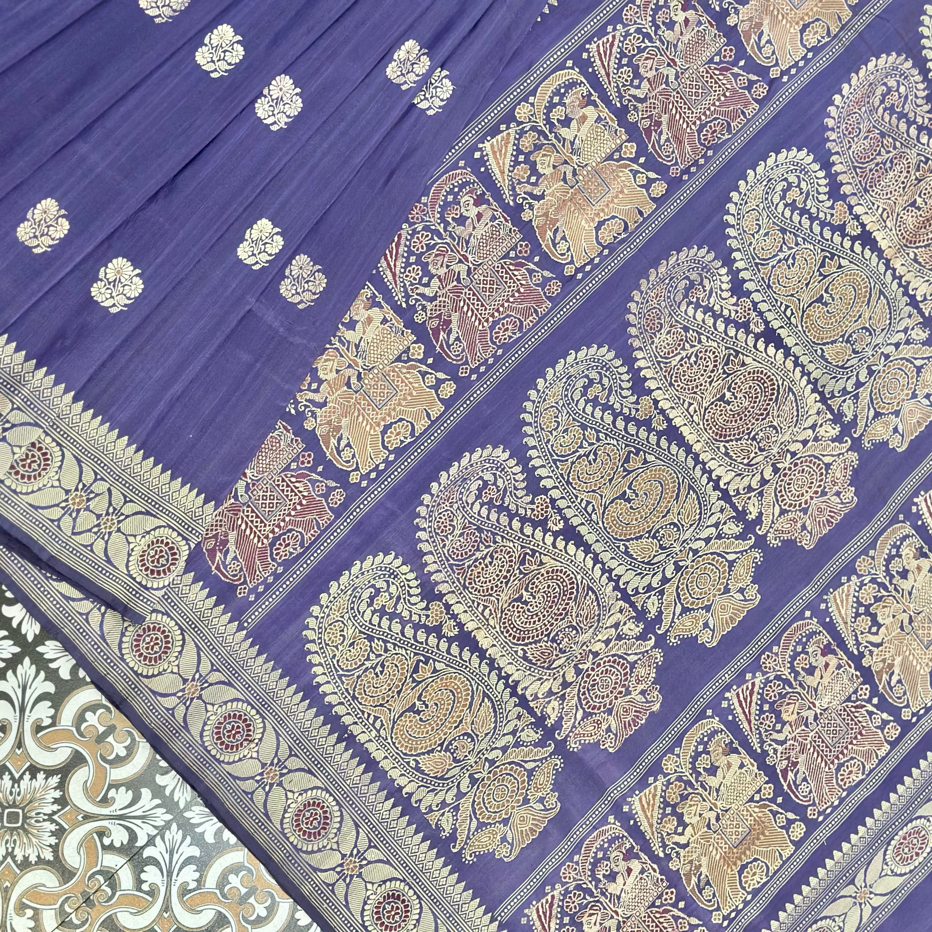 Amethyst purple Revival Baluchari Saree