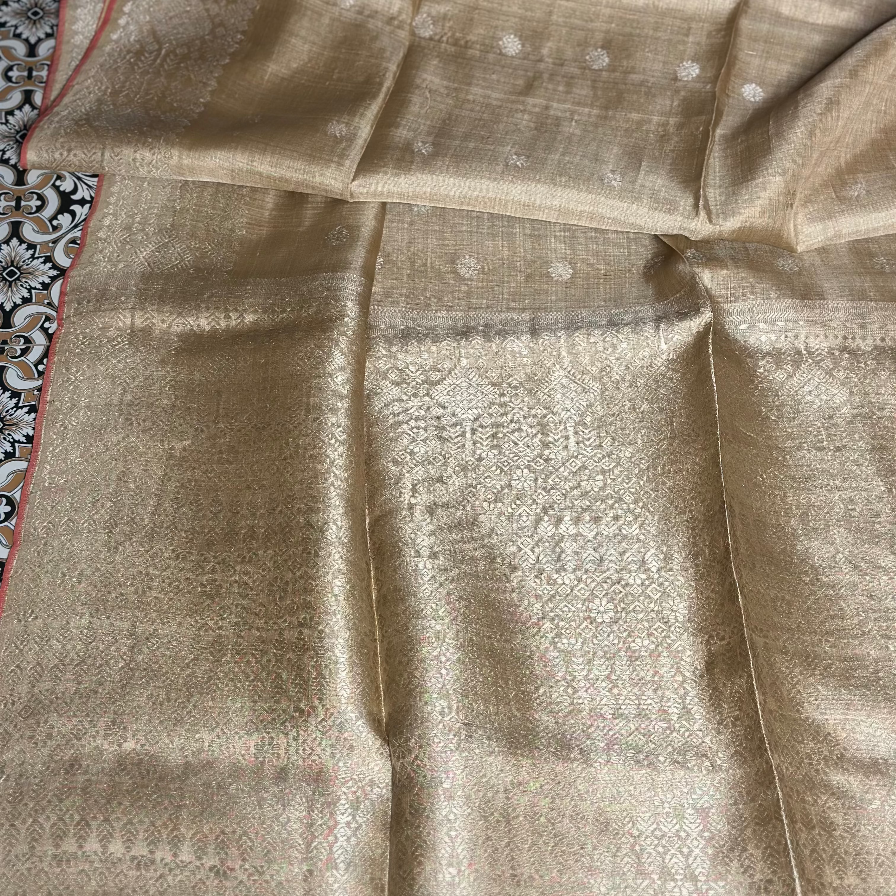 Pre Order: Heirloom Pure Assam Muga Saree with Muga Extra Weft