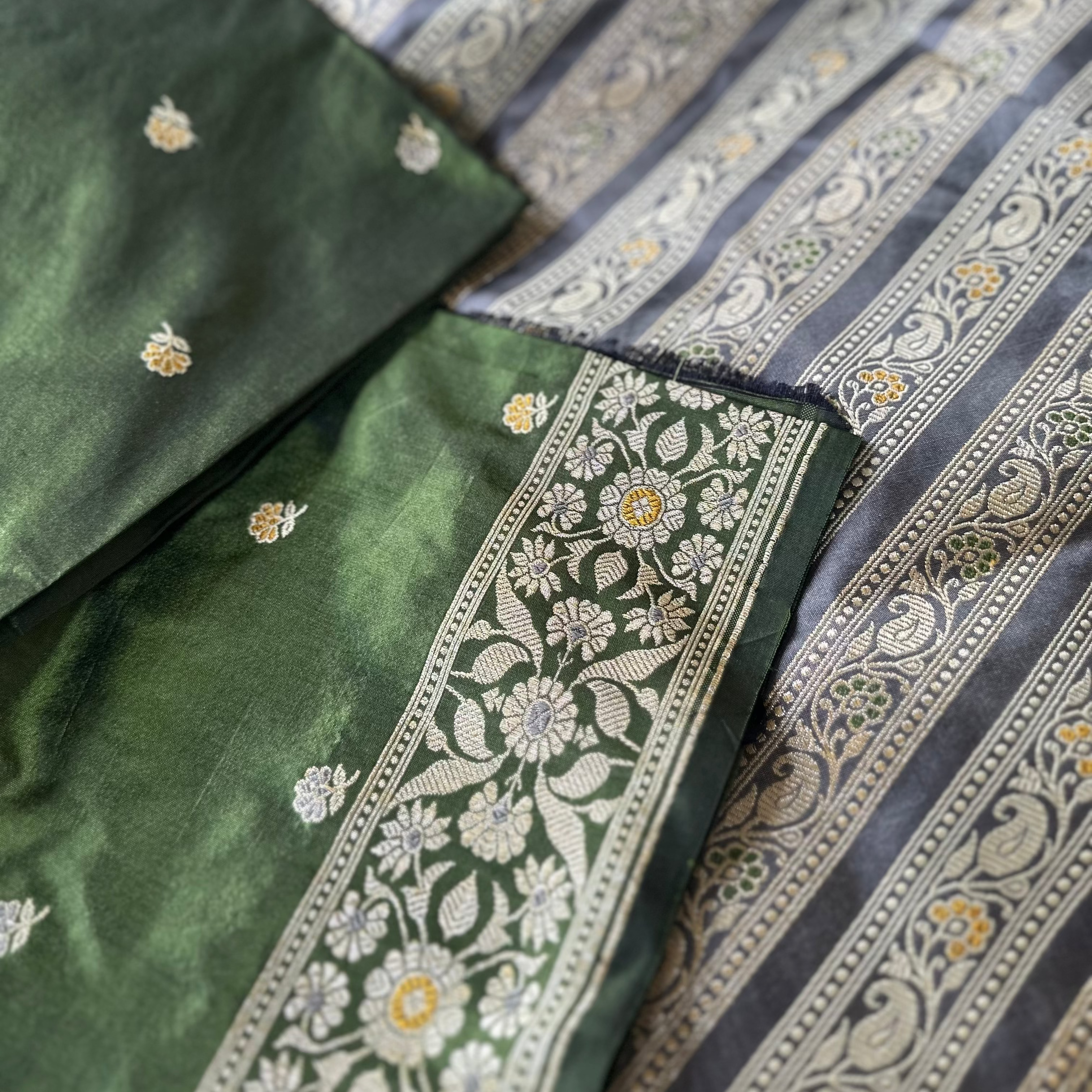 Grey Ada  Baluchari with Minakari