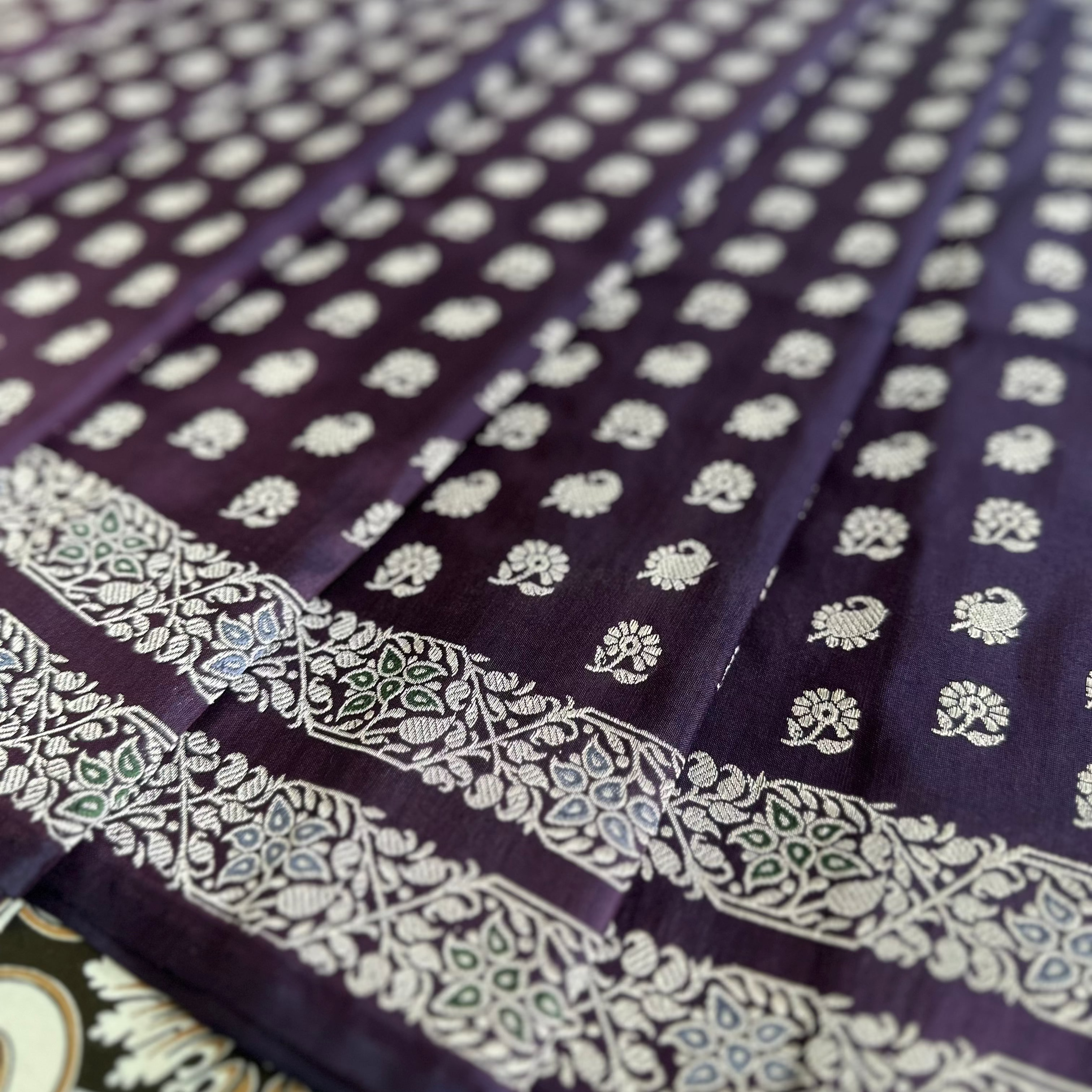 Purple Baluchari saree with Paisley in palla