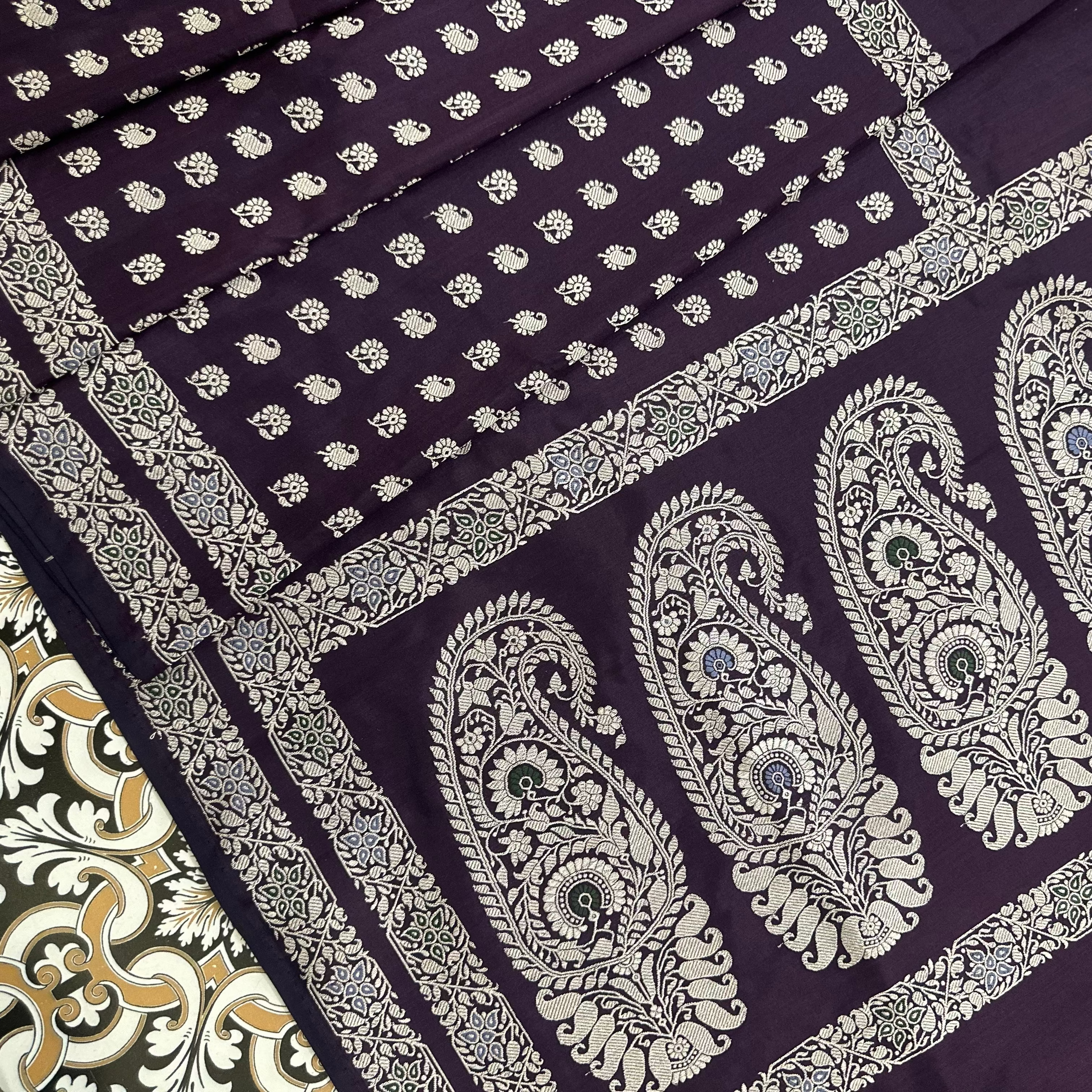 Purple Baluchari saree with Paisley in palla