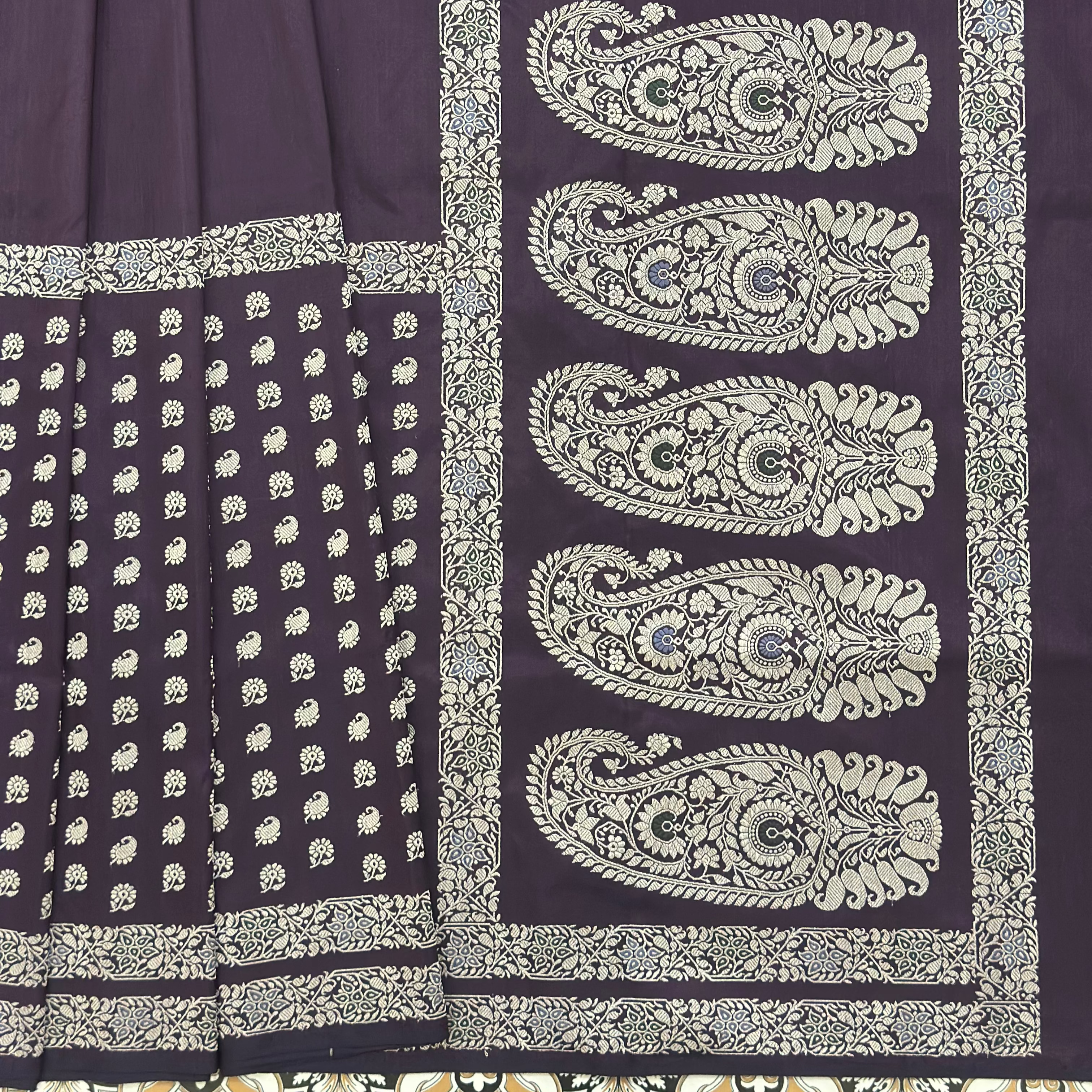 Purple Baluchari saree with Paisley in palla
