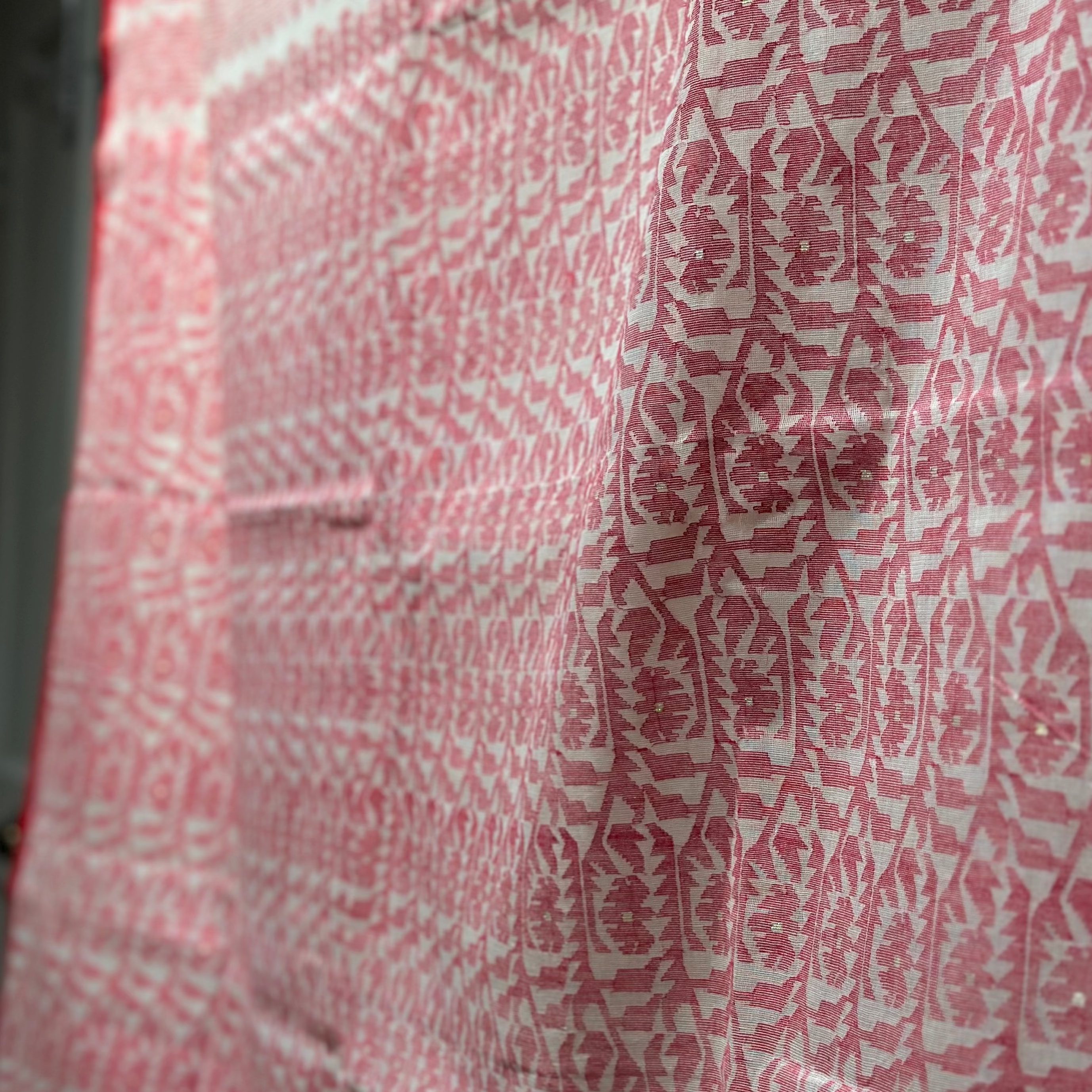 White and Red with White Butis Dhakai Jamdani