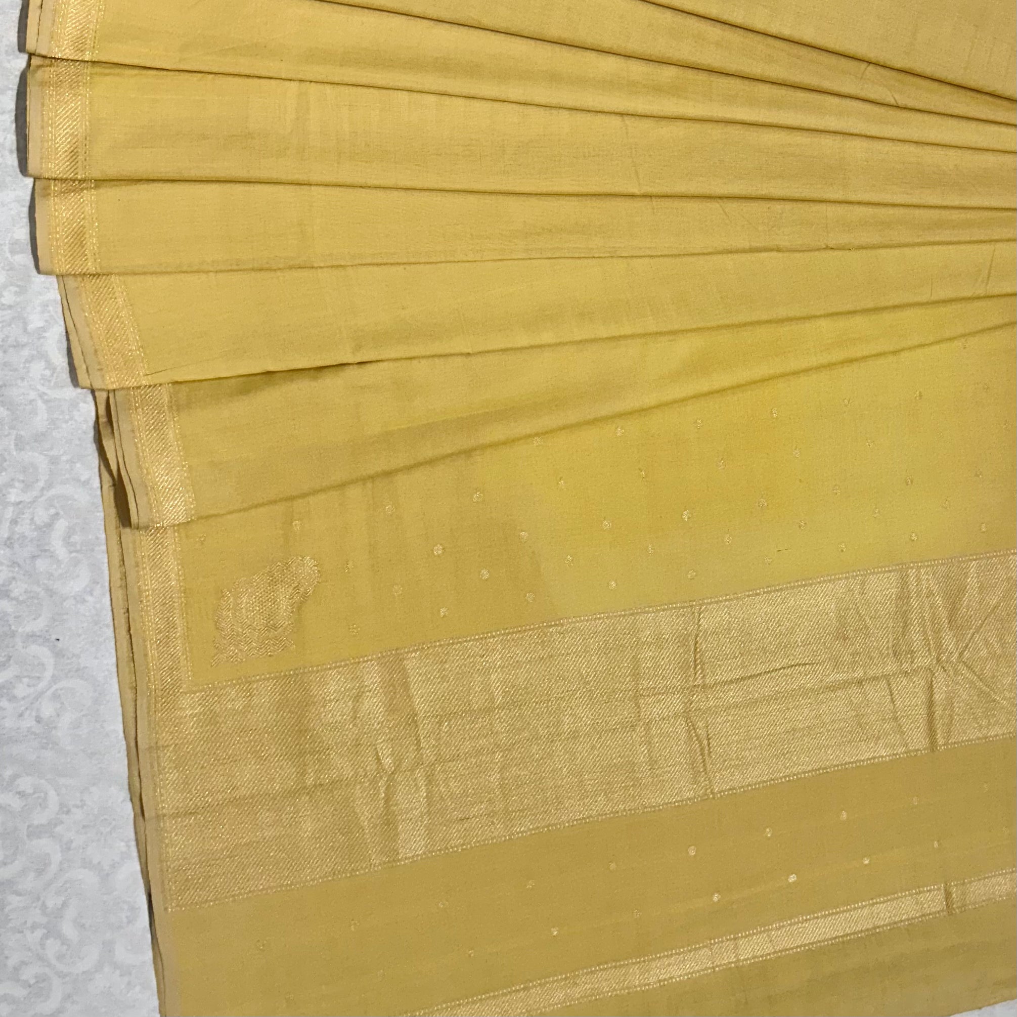 Yellow Pure Cotton Natural Dyed Benarasi