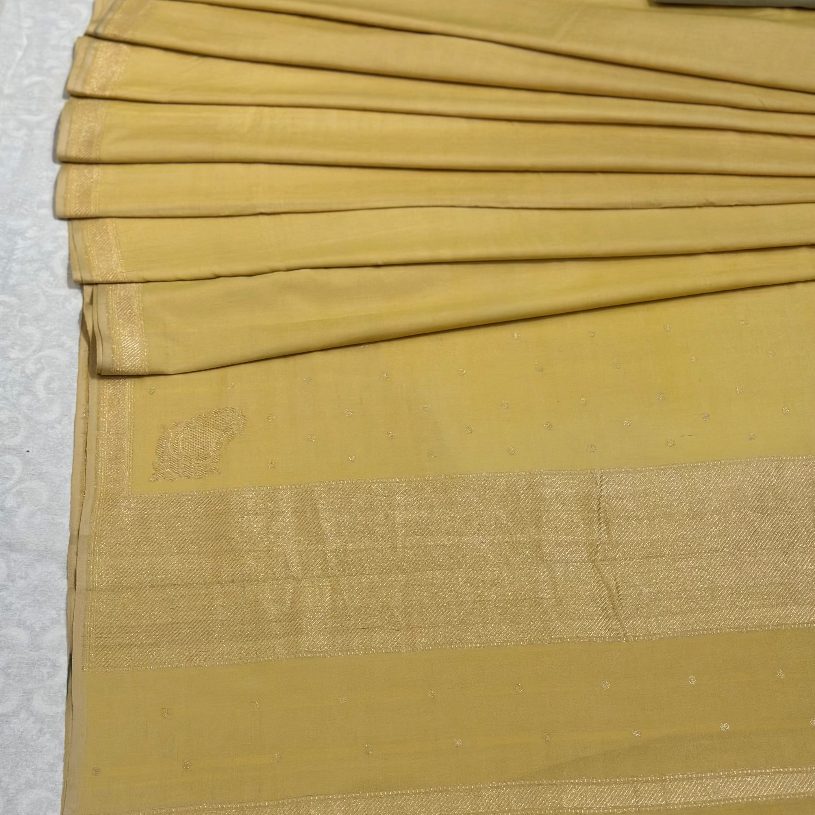 Yellow Pure Cotton Natural Dyed Benarasi