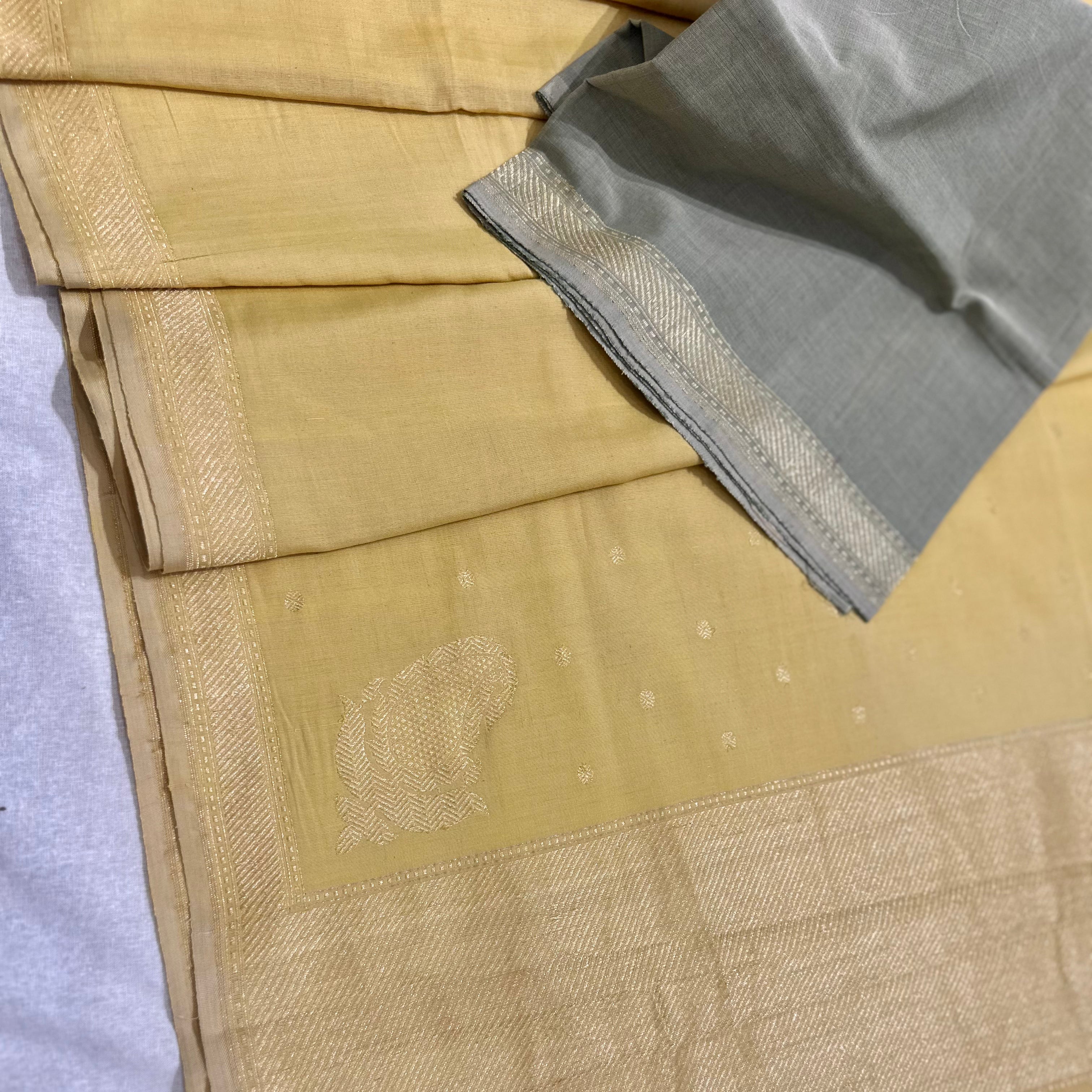 Yellow Pure Cotton Natural Dyed Benarasi