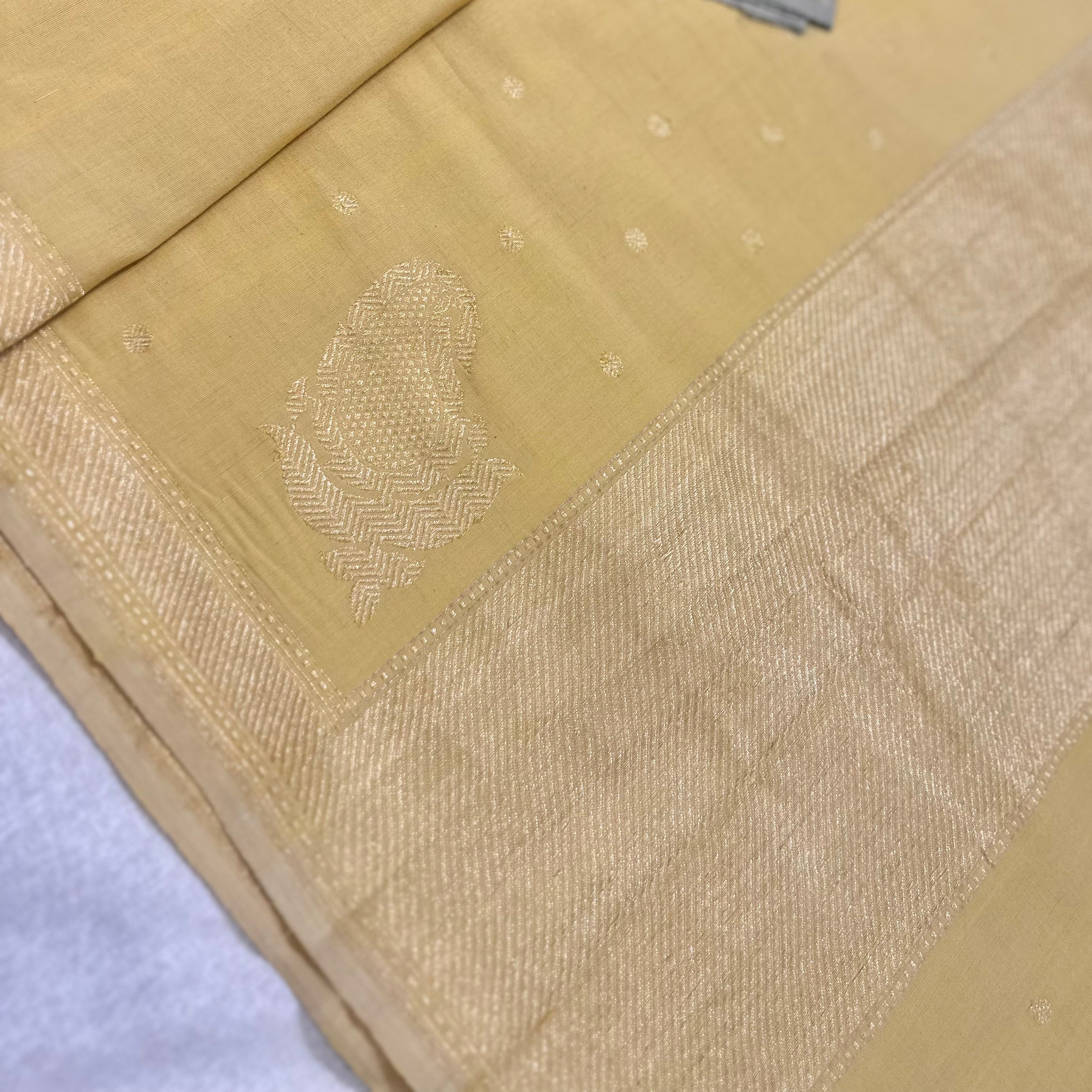 Yellow Pure Cotton Natural Dyed Benarasi
