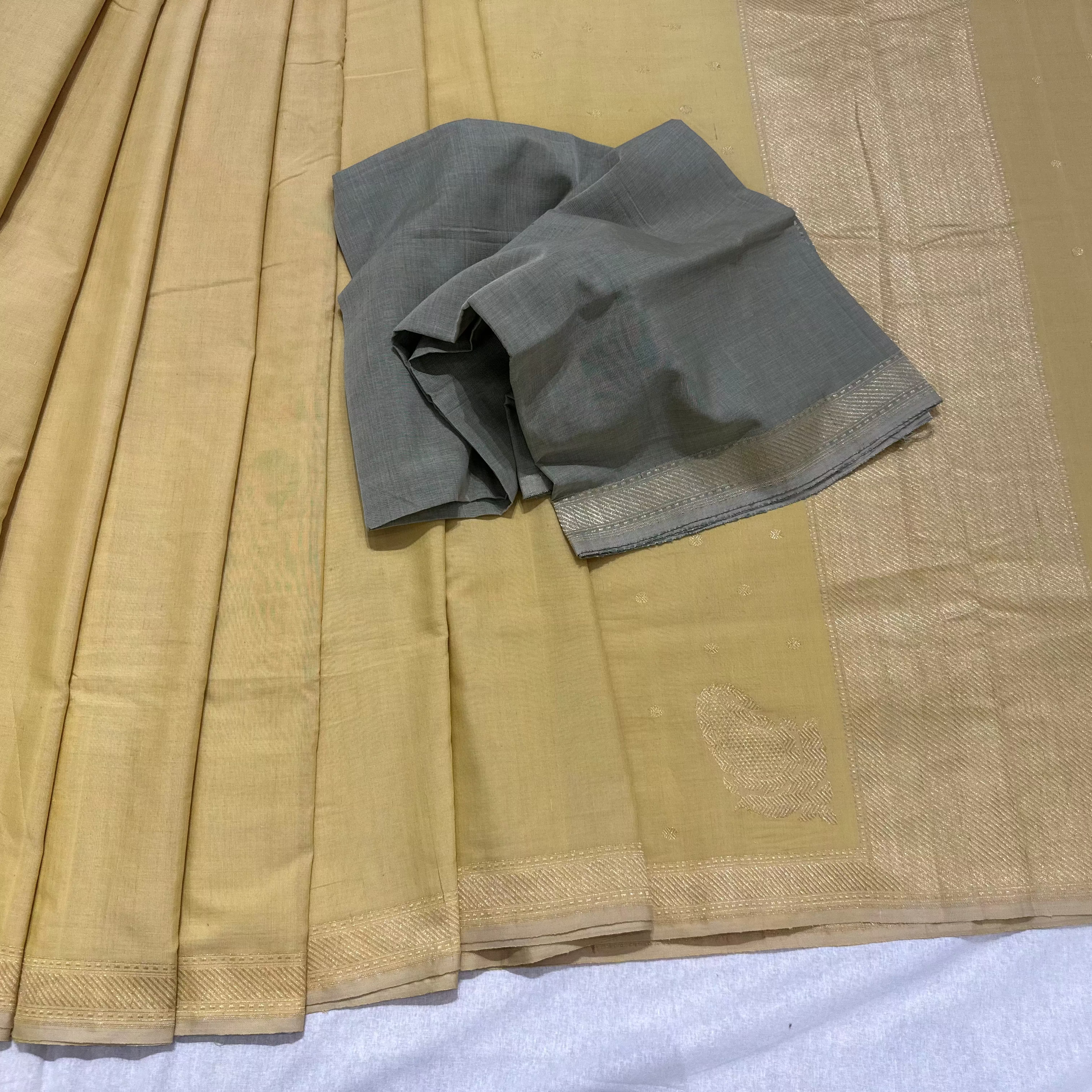 Yellow Pure Cotton Natural Dyed Benarasi