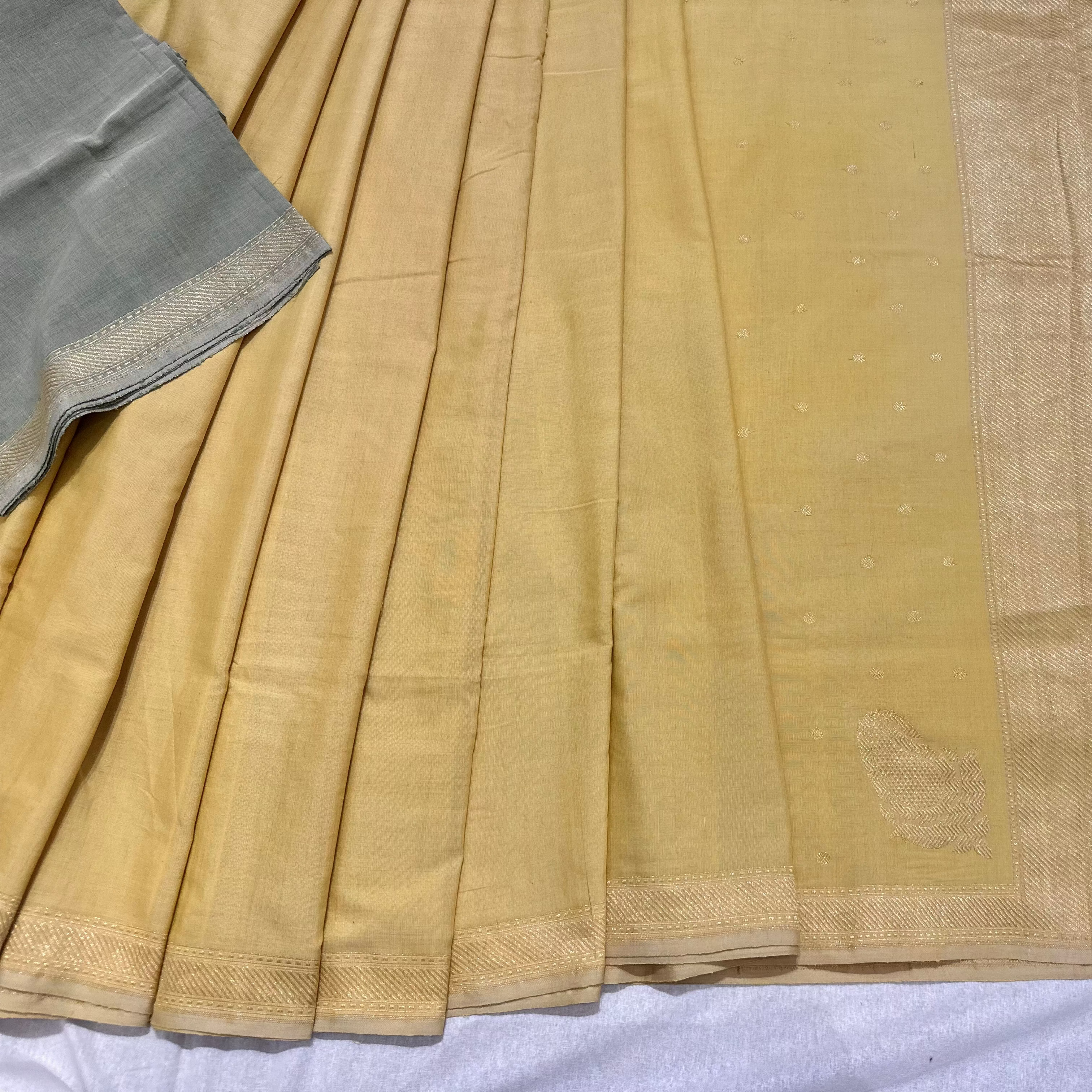 Yellow Pure Cotton Natural Dyed Benarasi