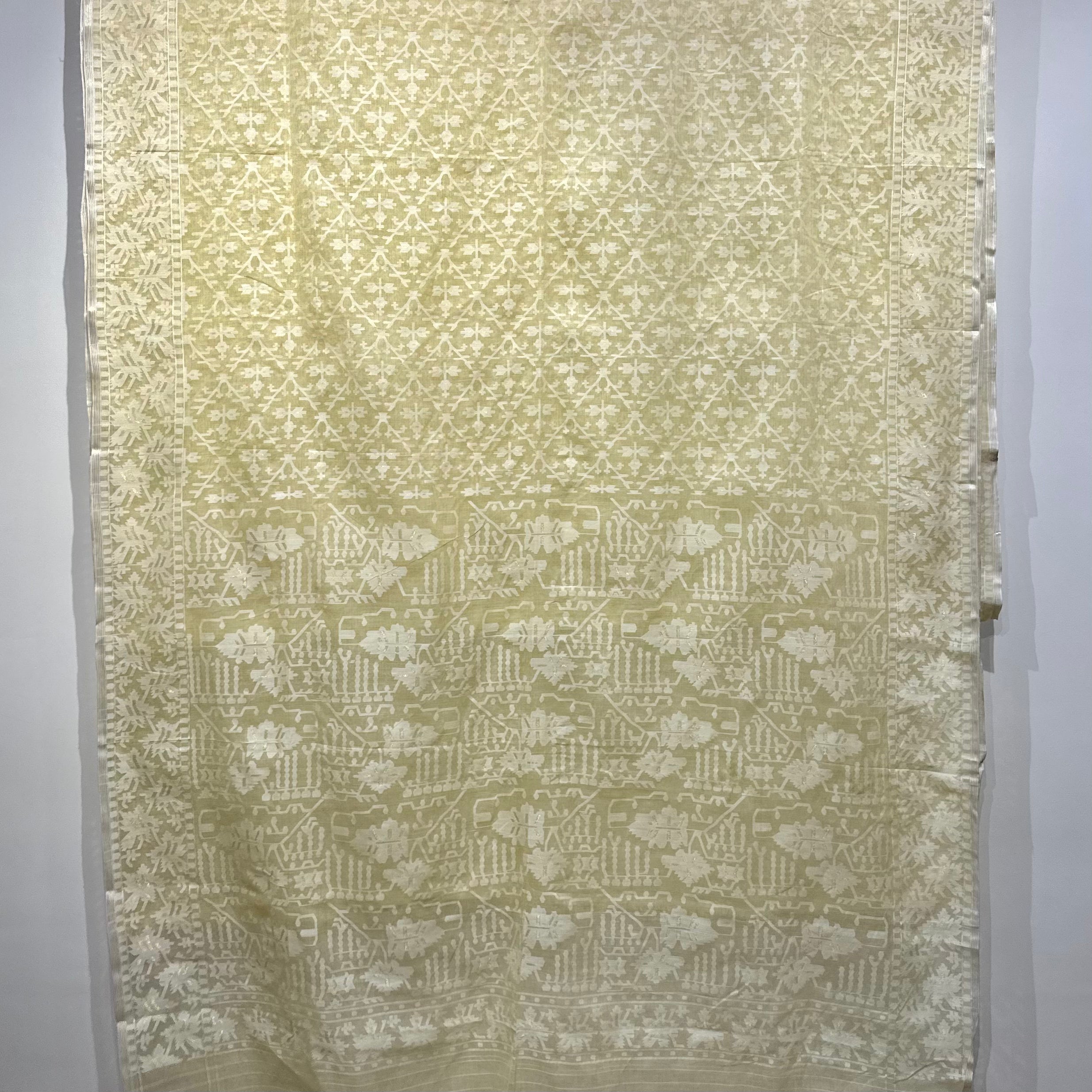 Light Yellow Angoorlata Dhakai Jamdani
