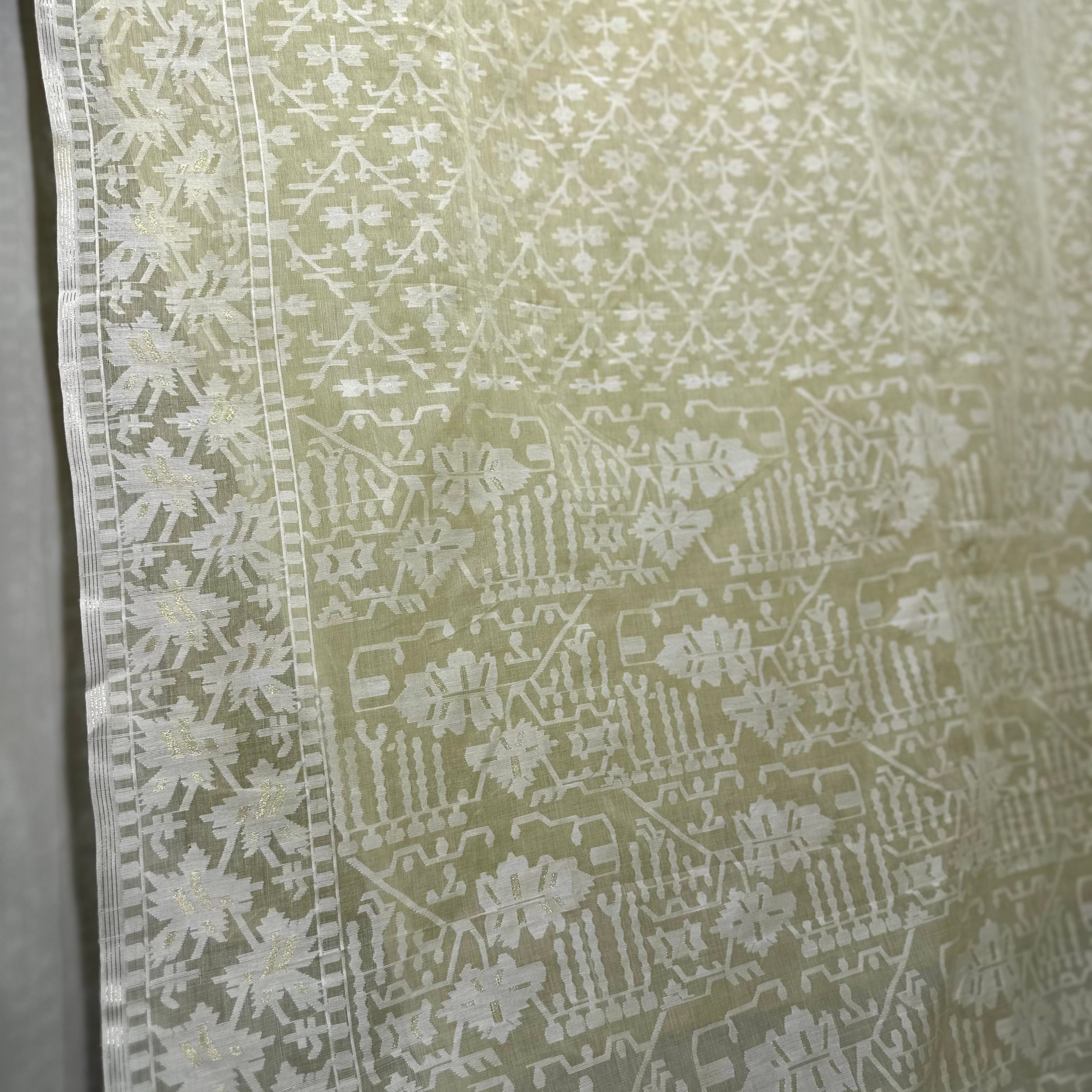 Light Yellow Angoorlata Dhakai Jamdani