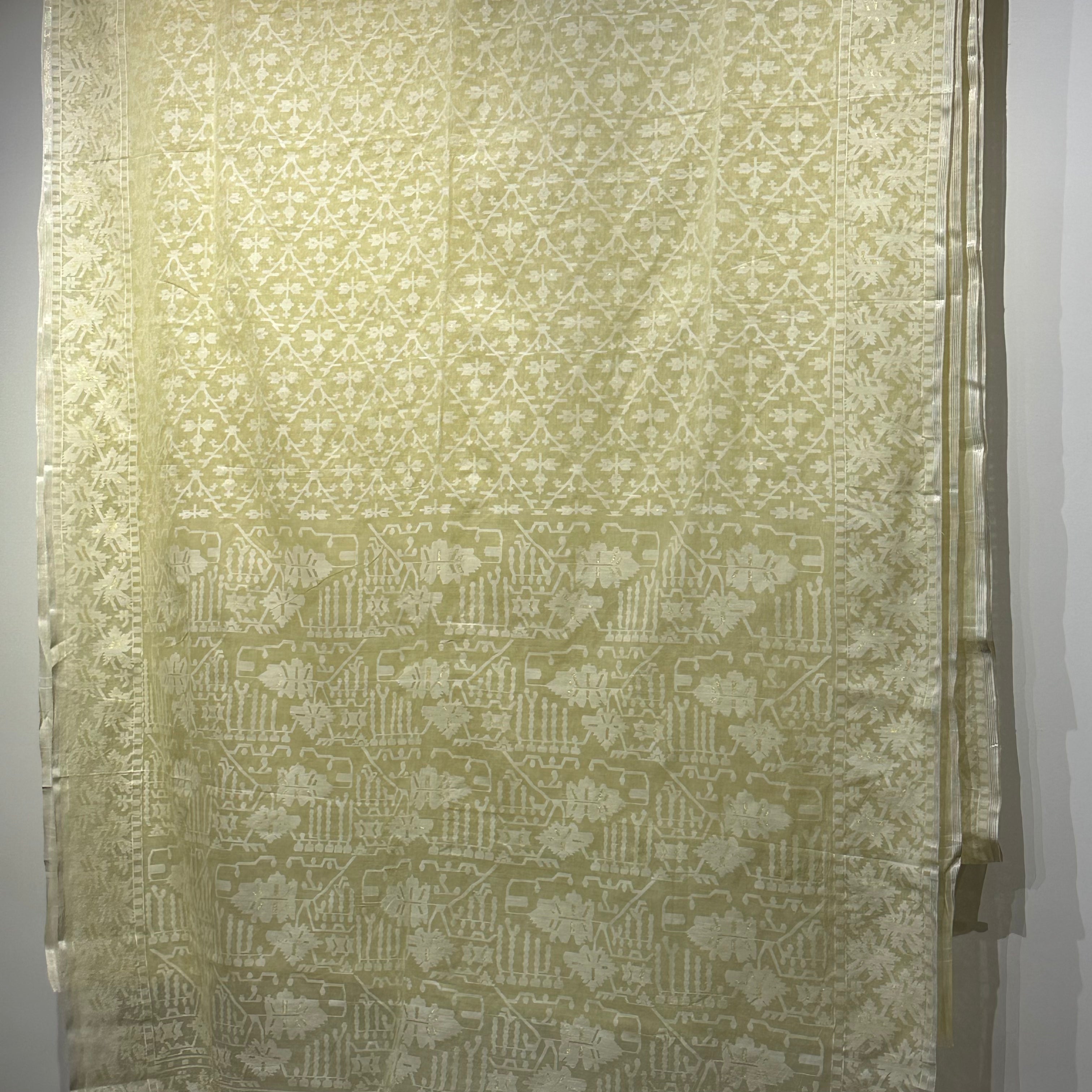 Light Yellow Angoorlata Dhakai Jamdani