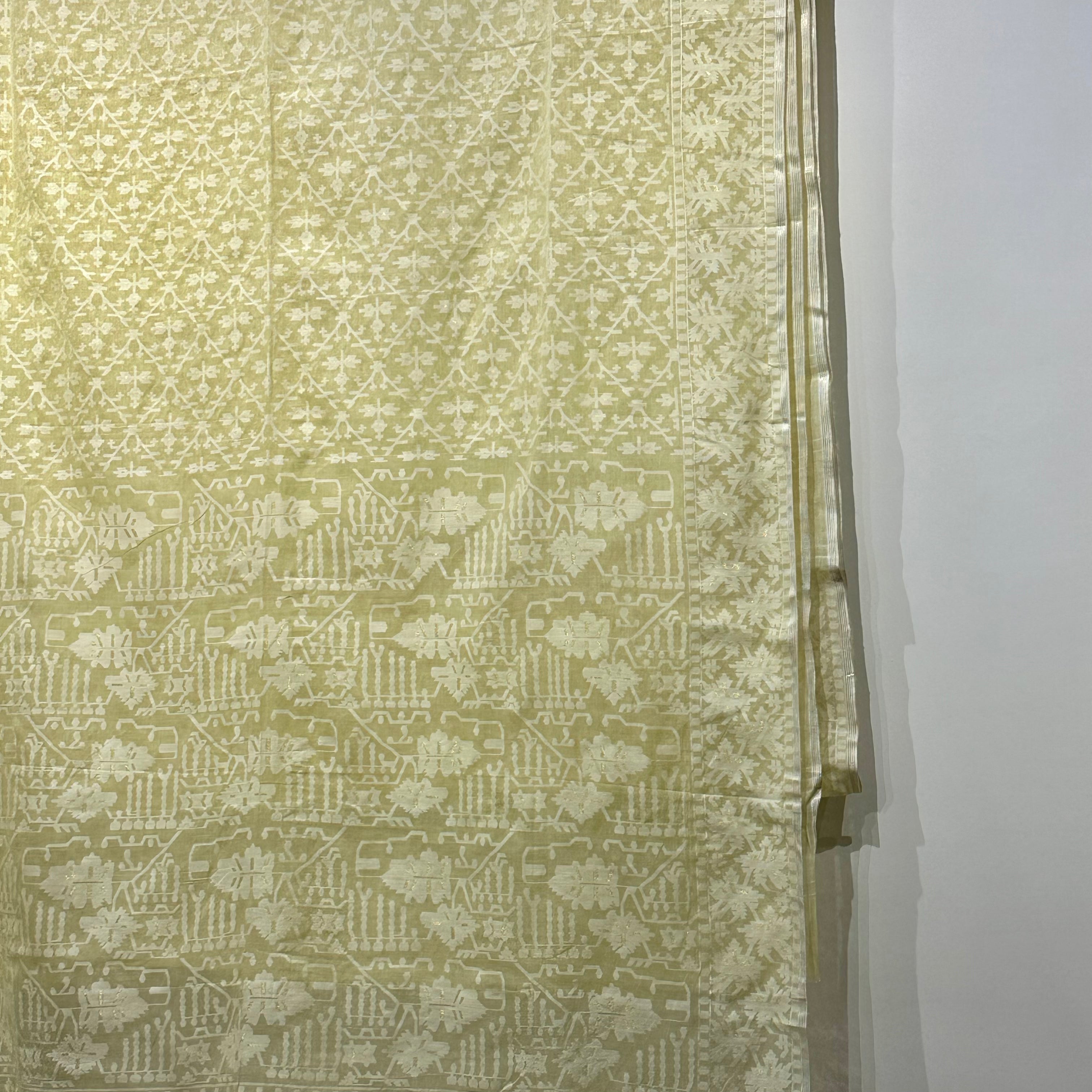 Light Yellow Angoorlata Dhakai Jamdani